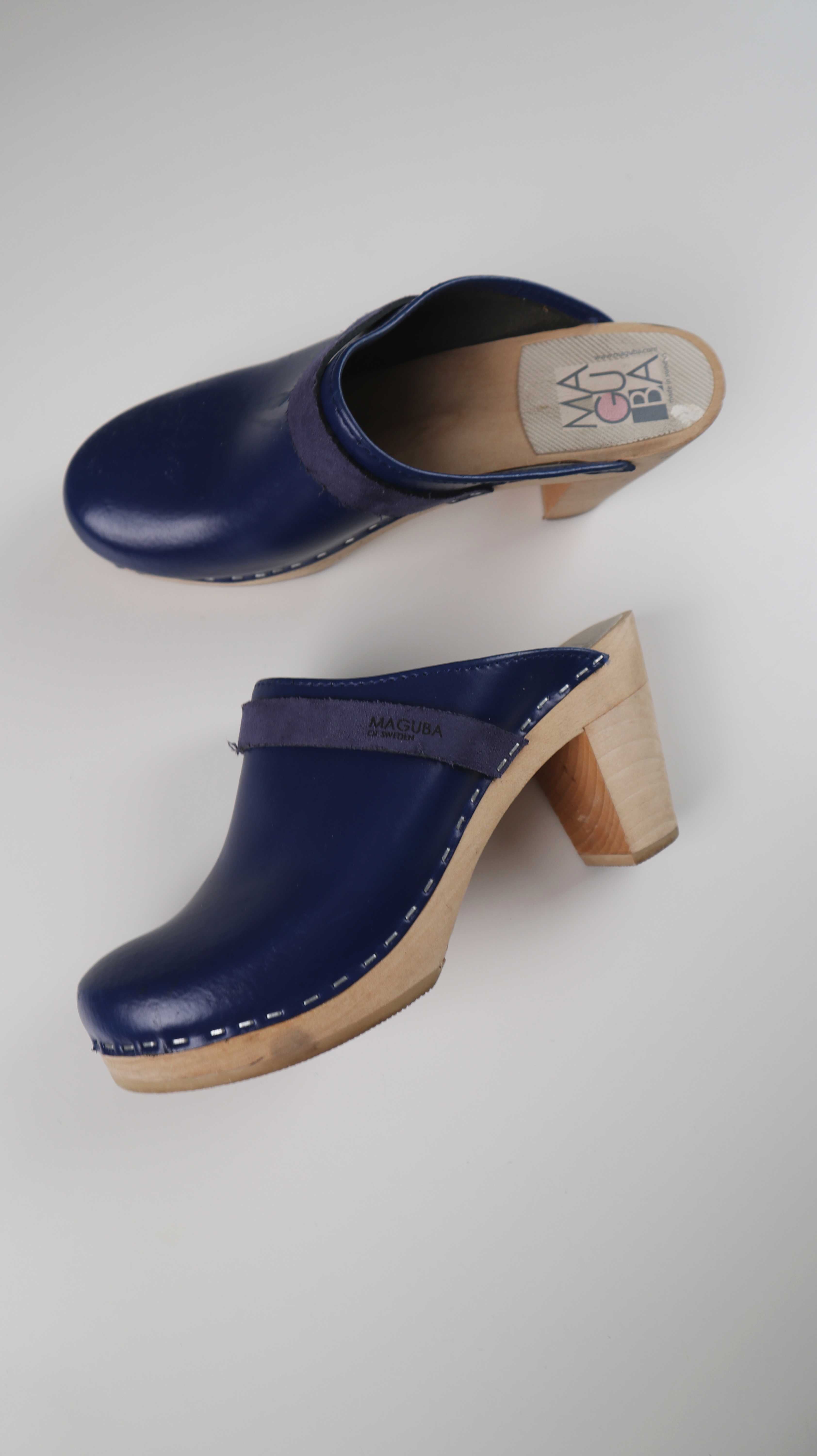 Maguba Clogs Schwedish Schwedenclogs Blau Dunkelblau 38 Holzclogs