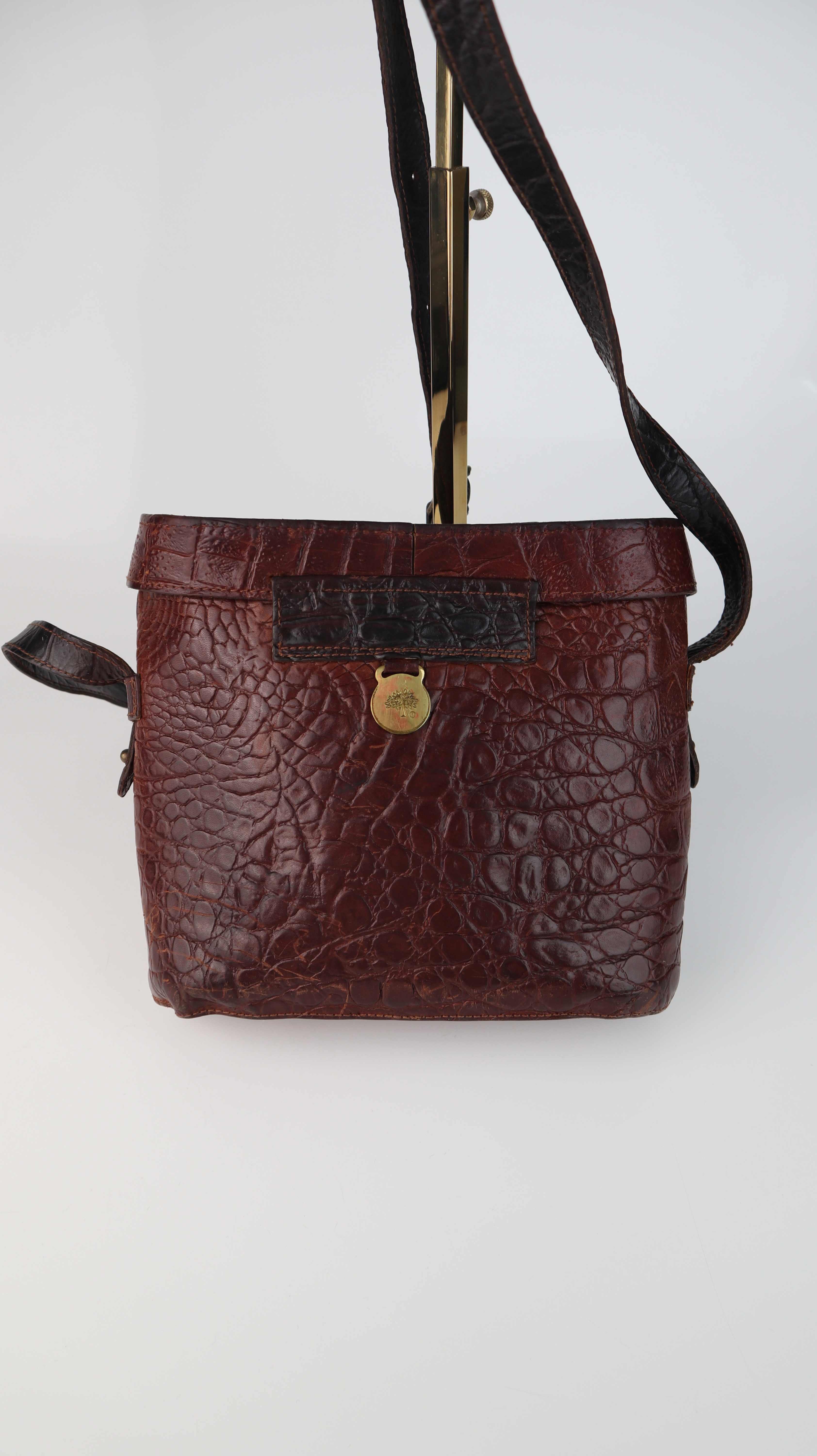 Mulberry Tasche Umhängetasche Ledertasche braun gold
