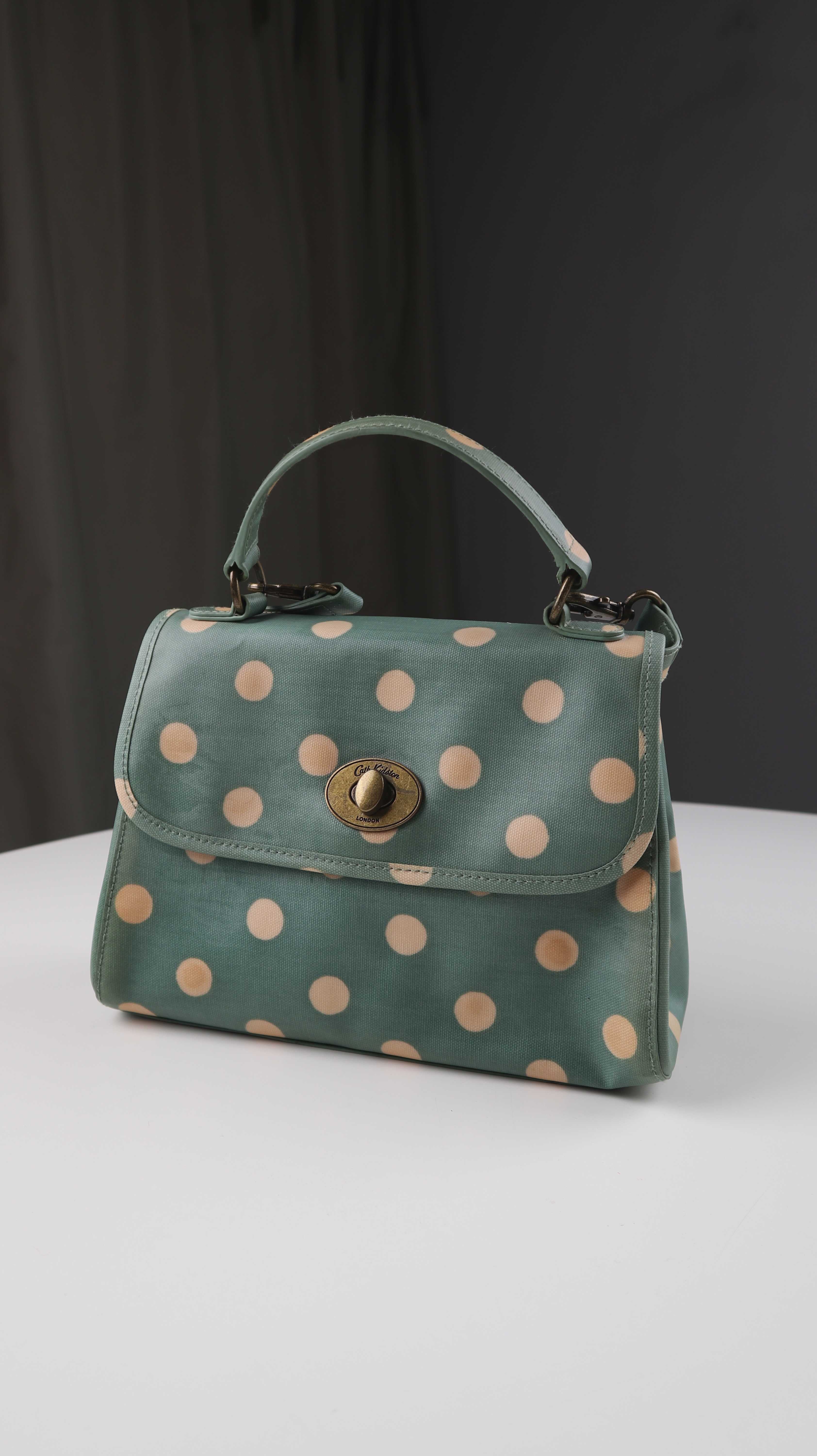 Cath Kidston Tasche Damentasche Umhängetasche türkis blau gepunktet