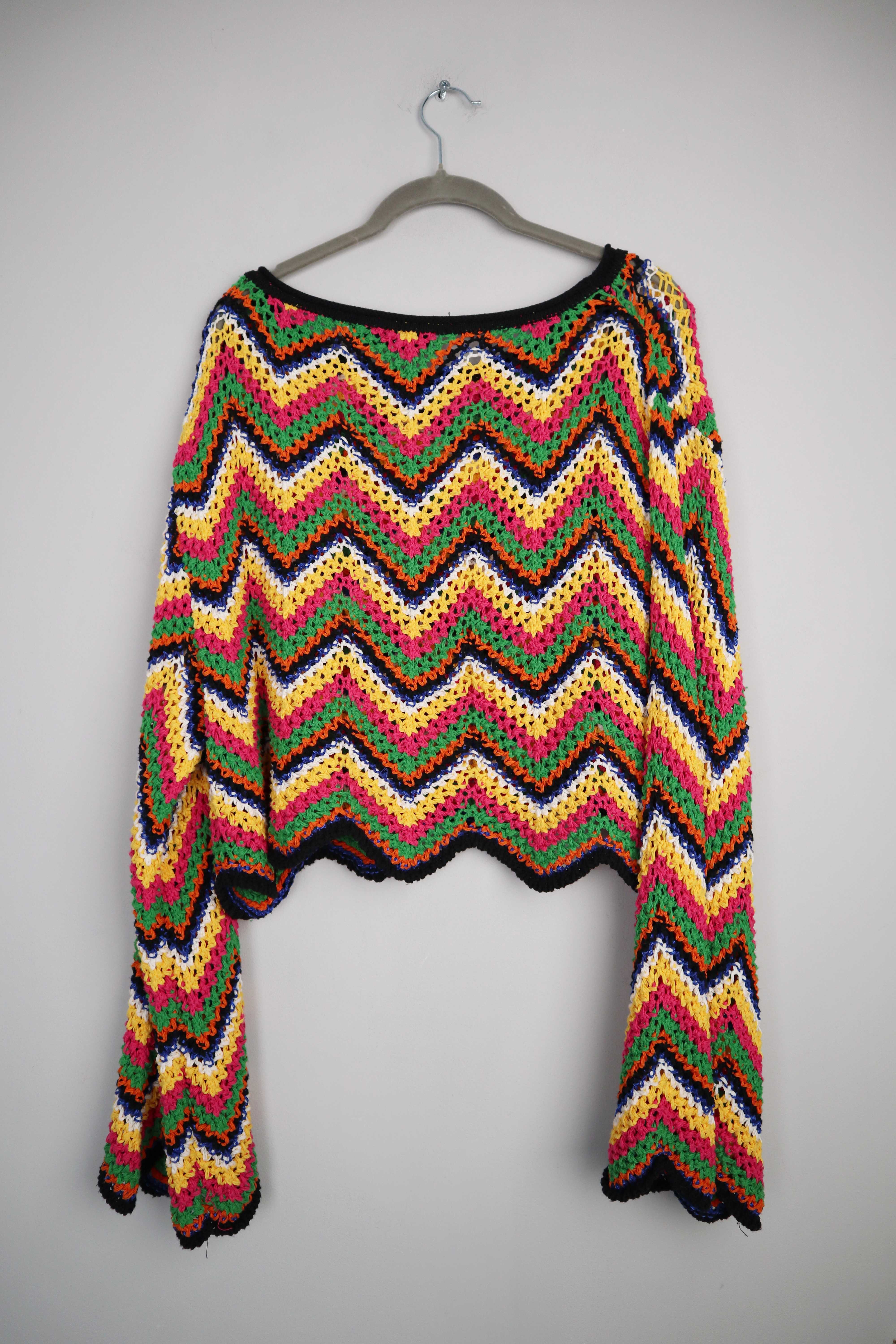 Zara Knit Wear Set Shorts gehäkelt Häkelset 36 S bunt kariert