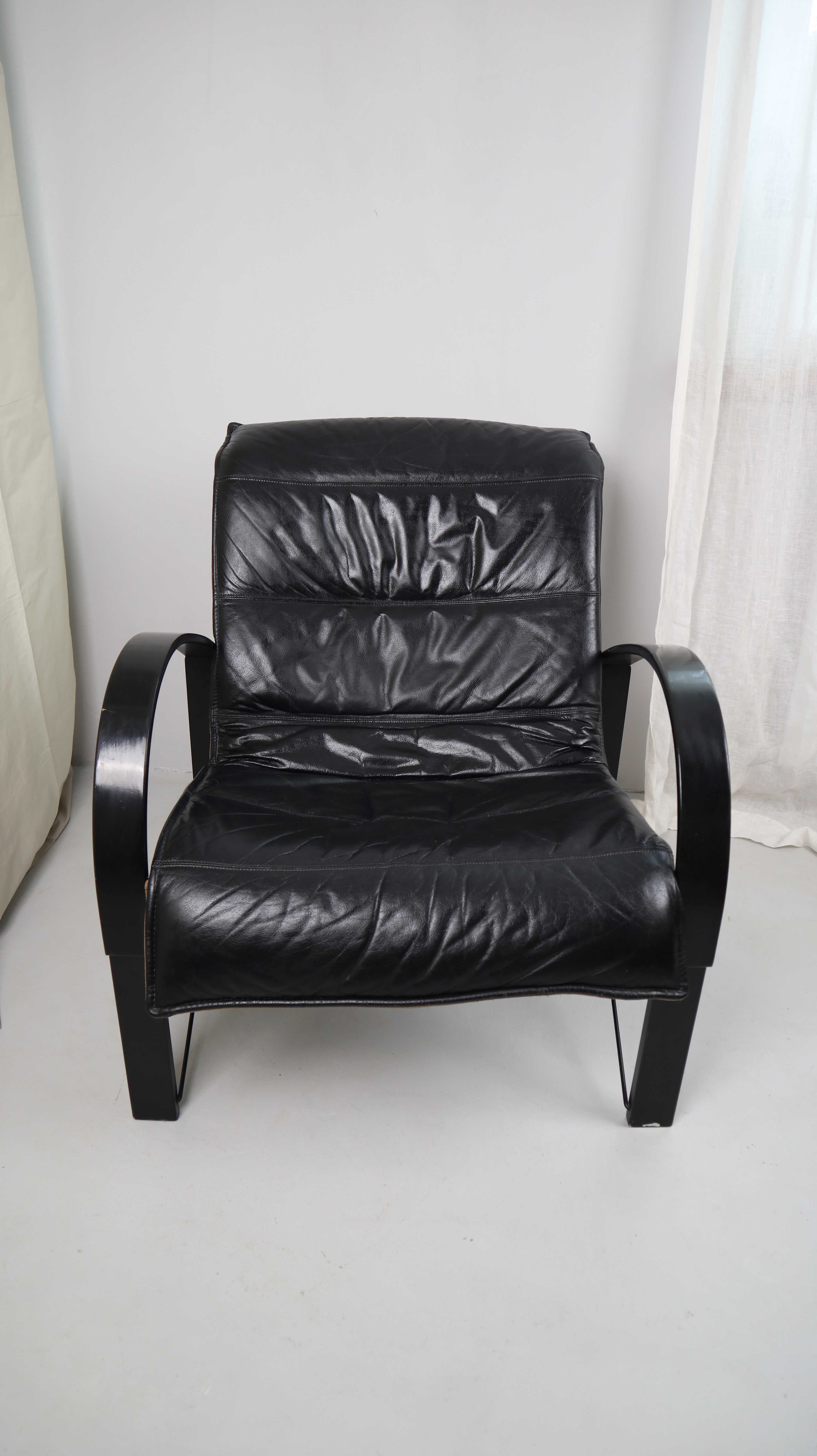 Tord Bkörklund Sessel Stuhl Ledersessel Polhem Ikea Leder schwarz 90er