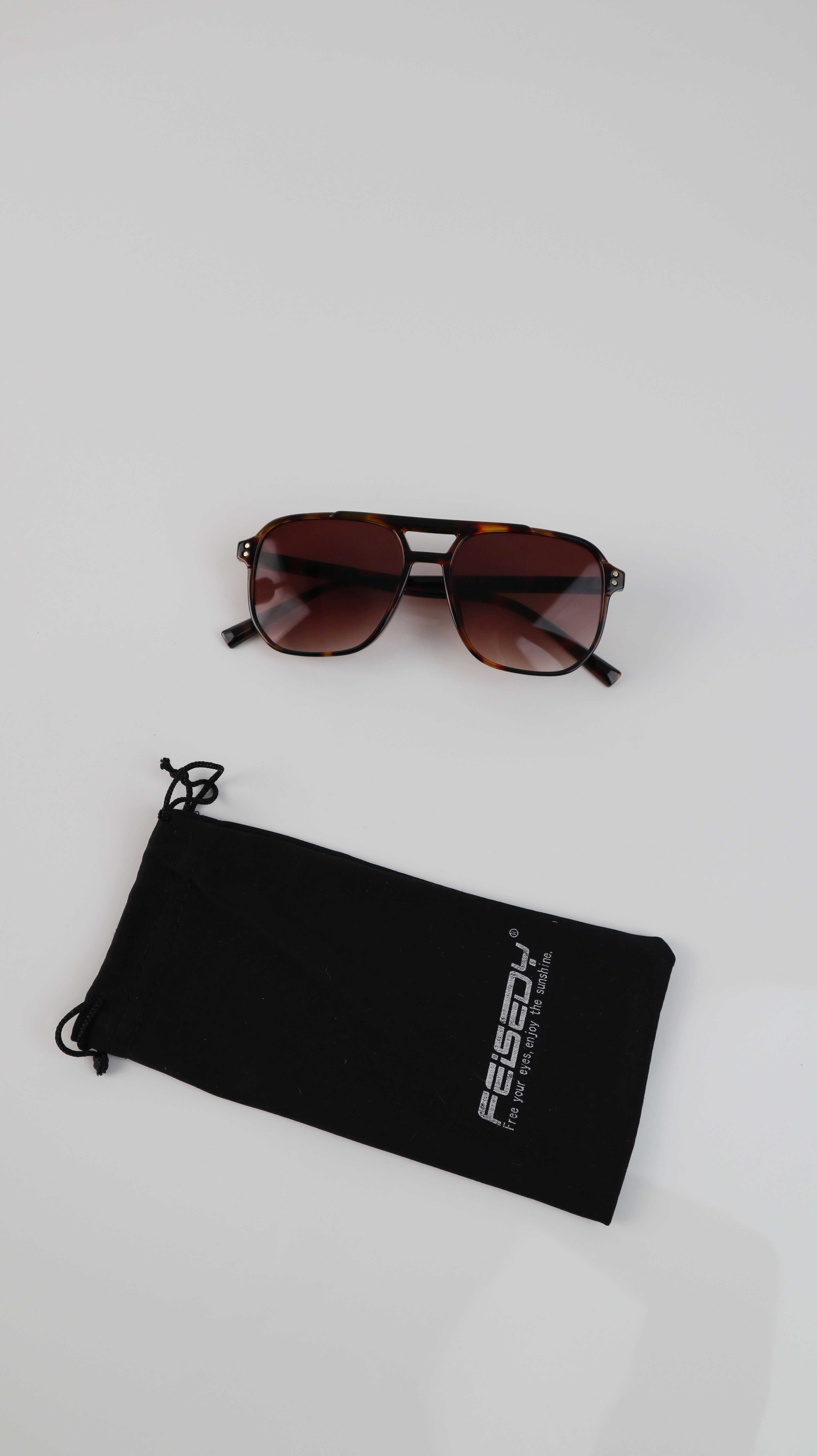 Feisedy Fashion Brille Sonnenbrille Pilotenbrille braun Leo retro square