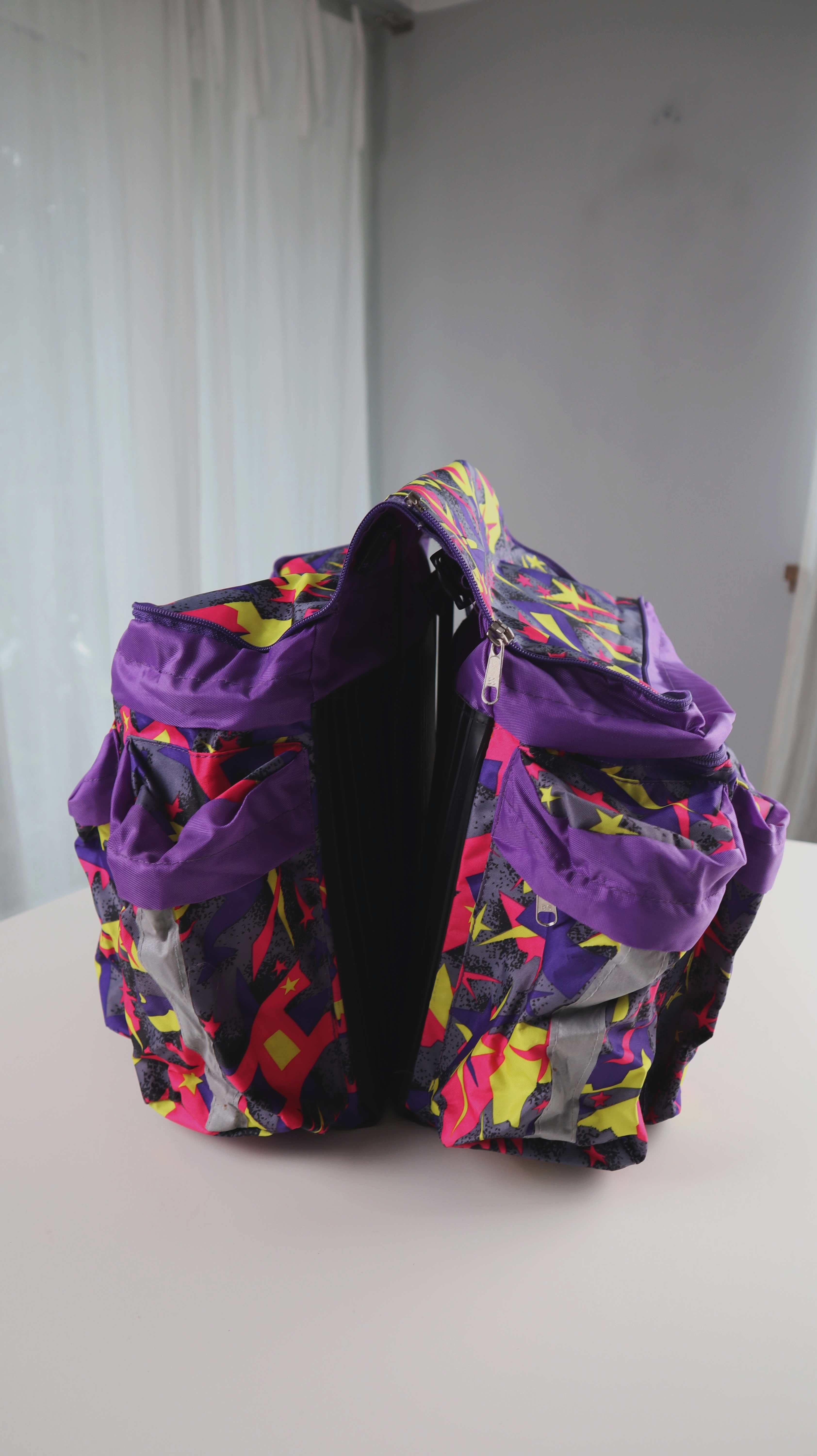 True Vintage Fahrradtasche Radtasche Satteltasche Retro Lila Gelb