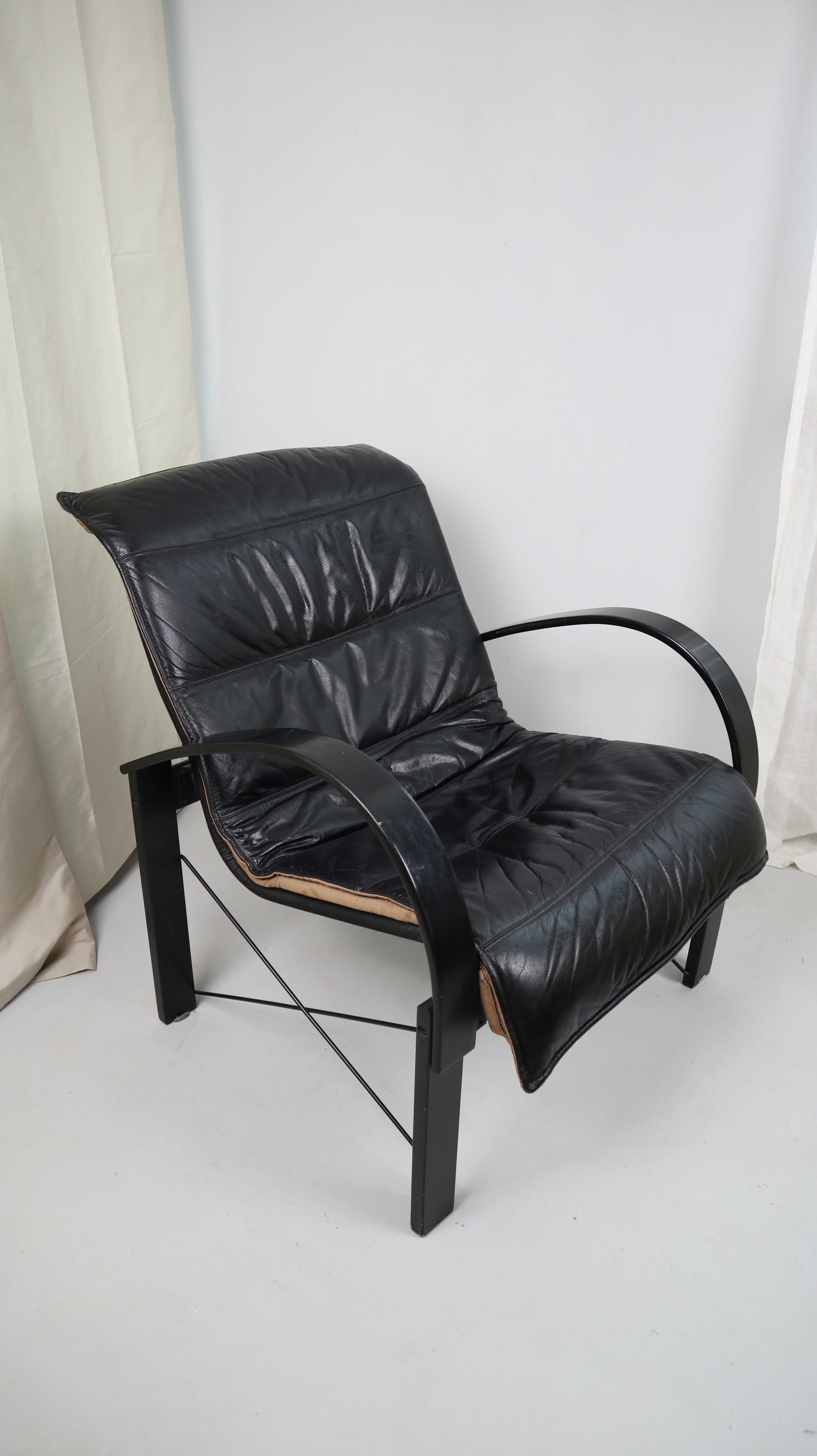 Tord Bkörklund Sessel Stuhl Ledersessel Polhem Ikea Leder schwarz 90er