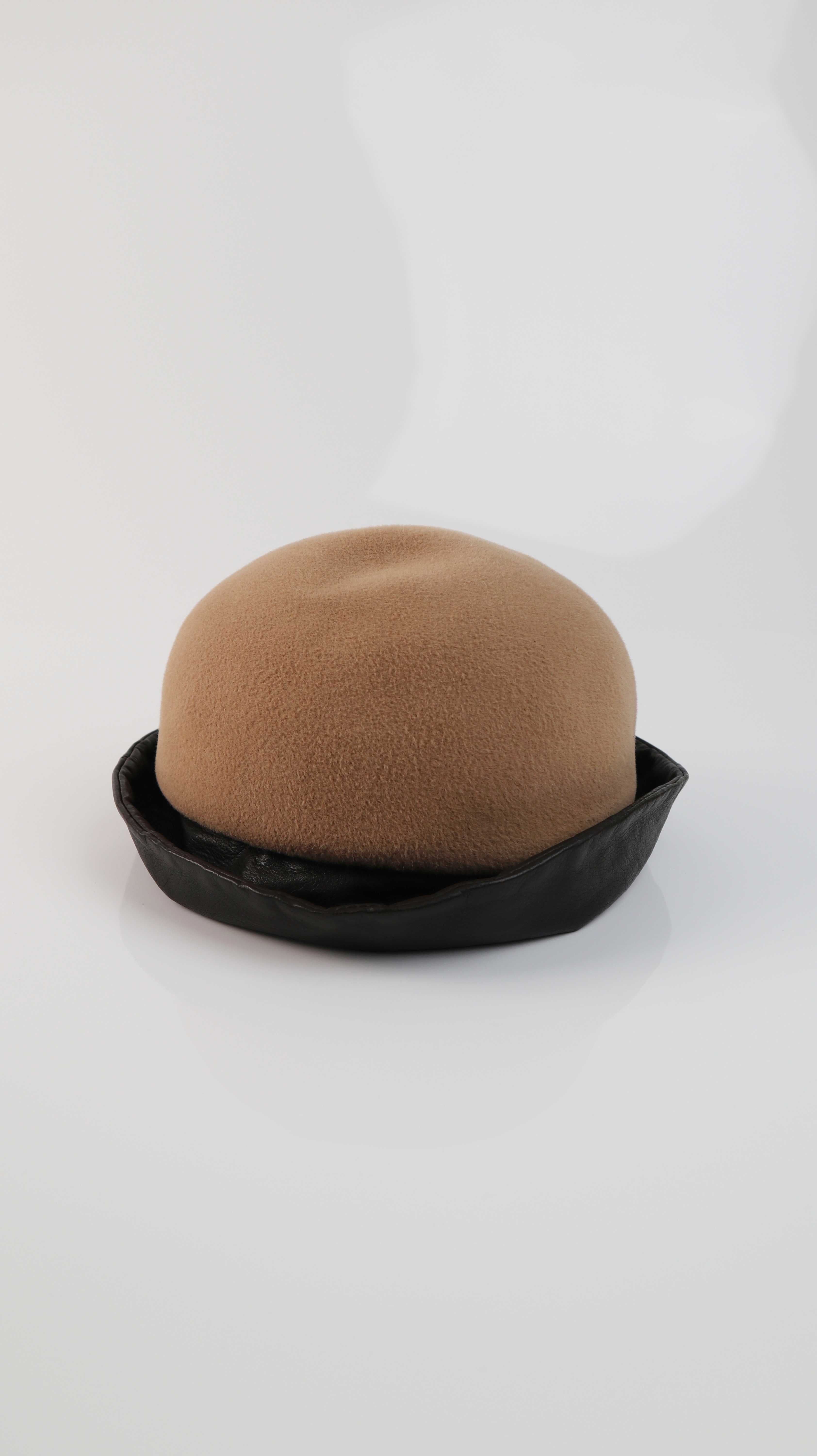 Hut Wollhut Leder Creme Beige Krempe Designhut 56