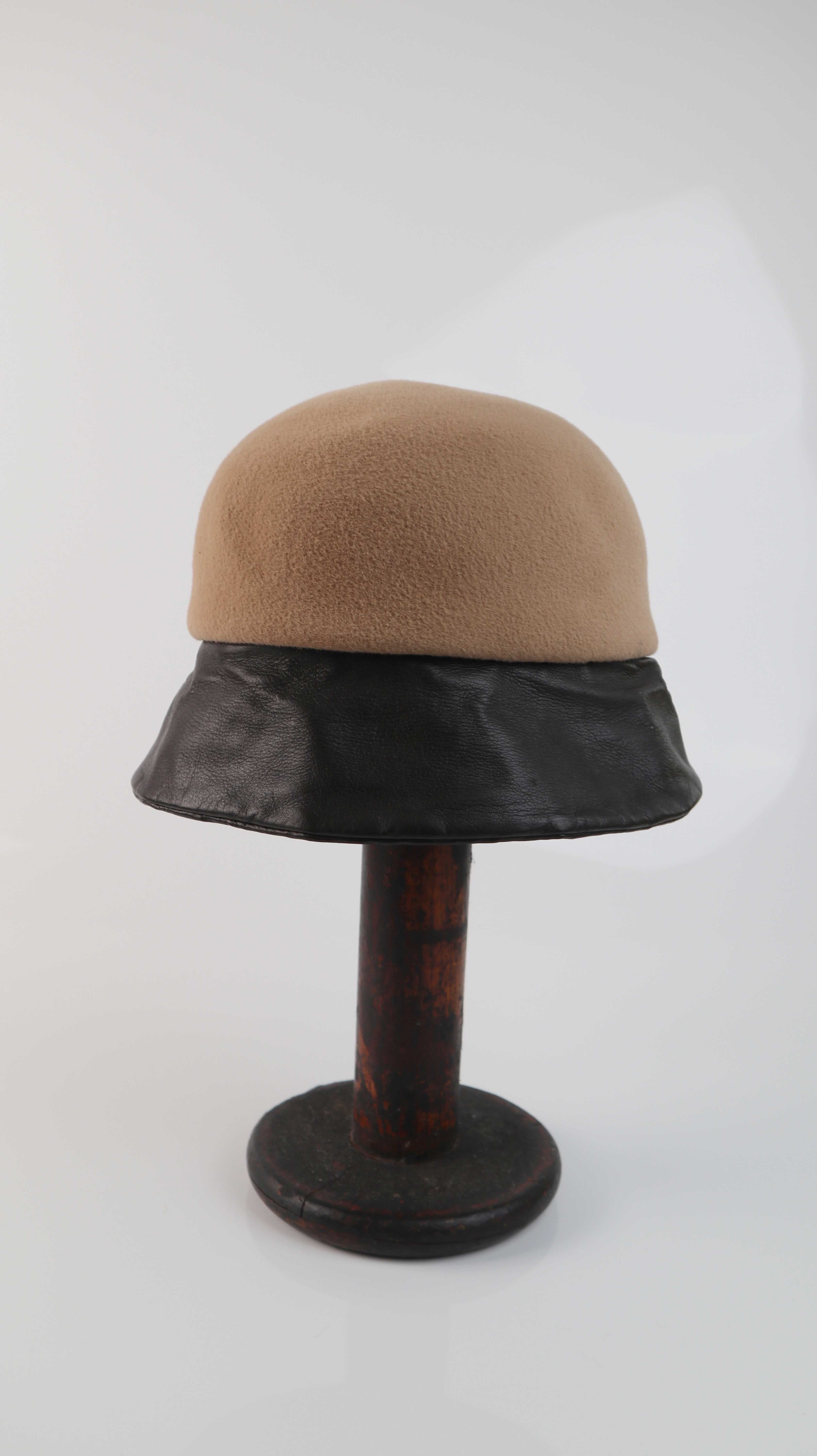 Hut Wollhut Leder Creme Beige Krempe Designhut 56