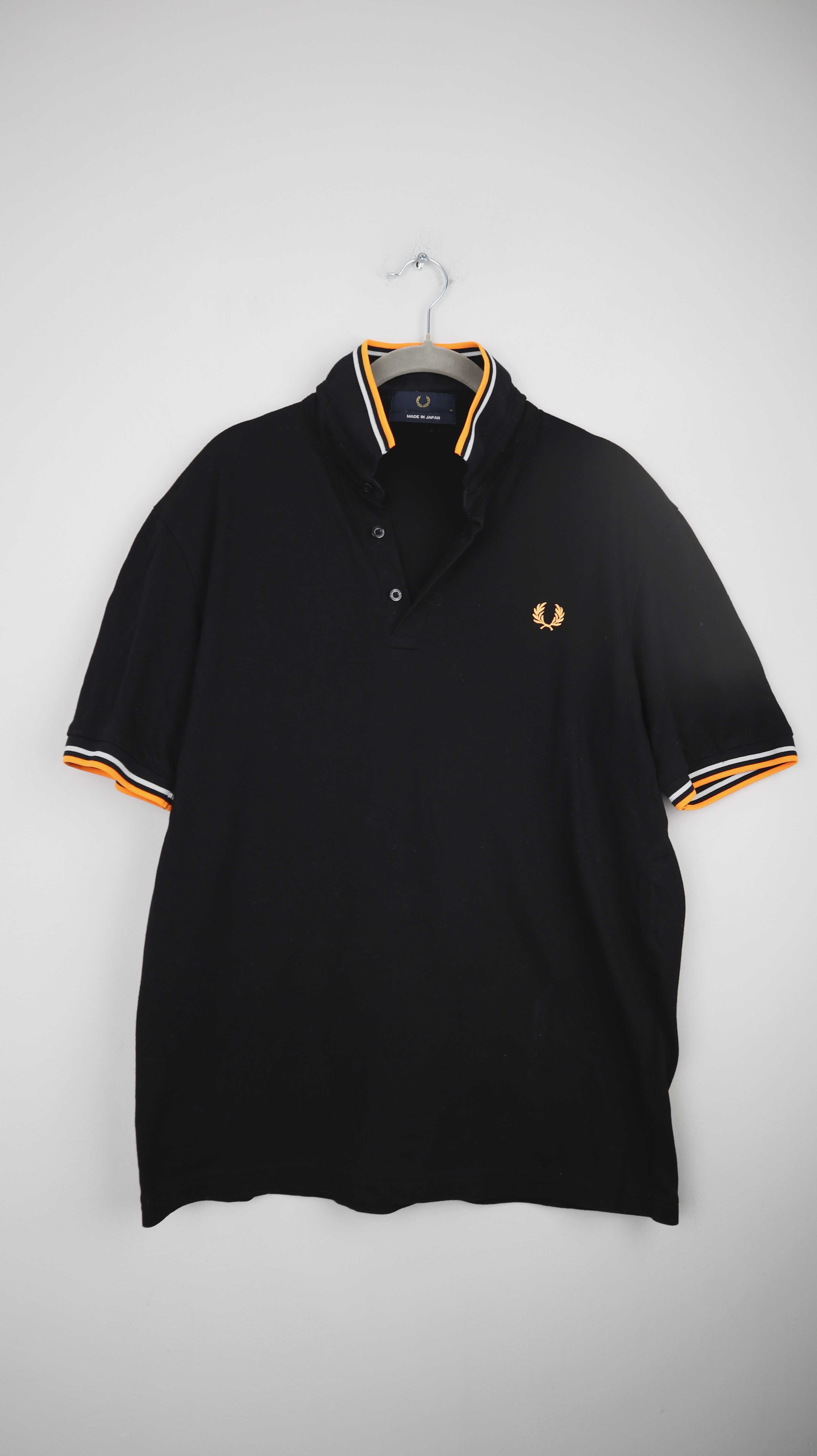 Fred Perry Shirt Polo Poloshirt schwarz Orange M Made in japan