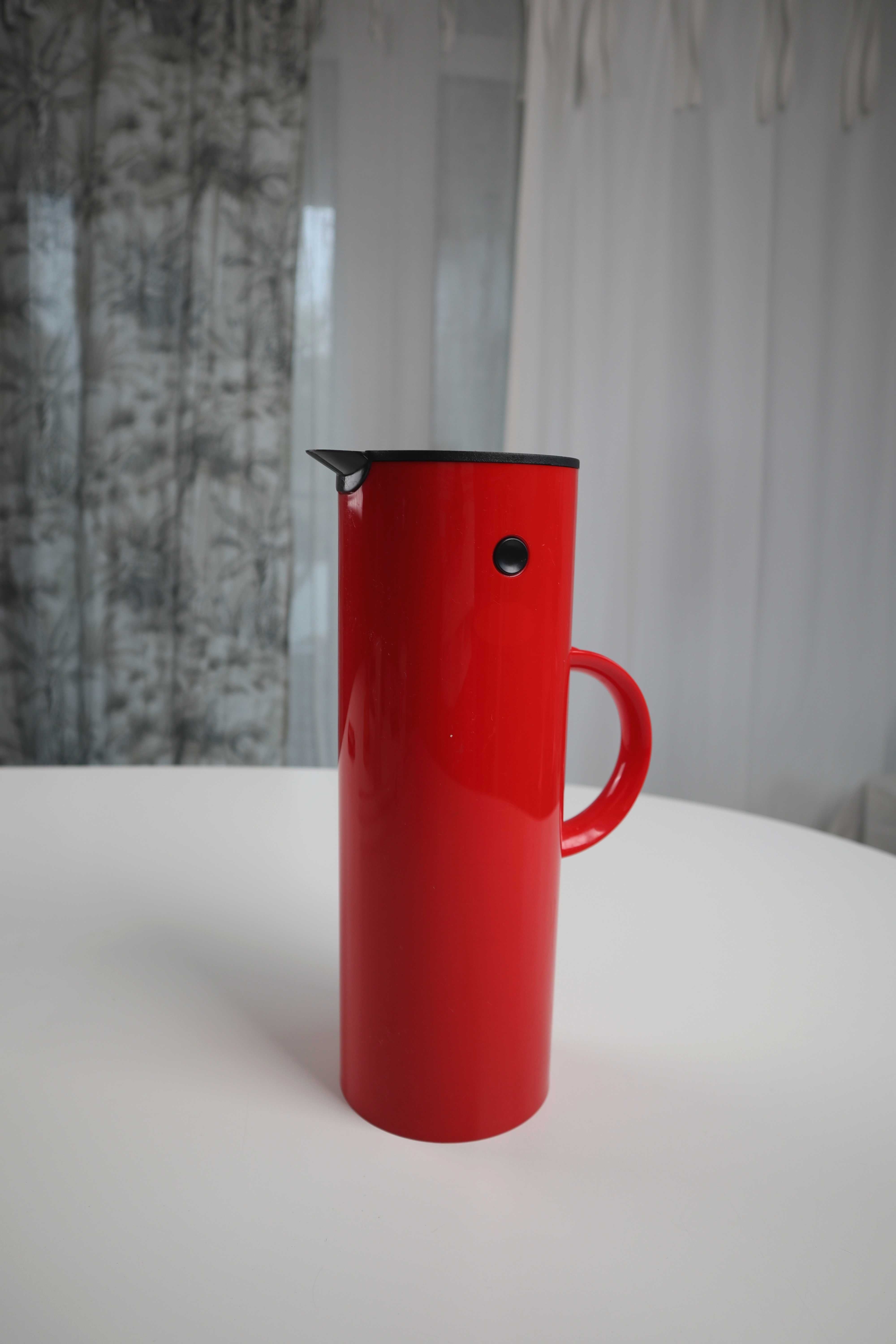Stelton Thermoskanne Teekanne Rot Kaffeekanne 1 Liter Isolierkanne