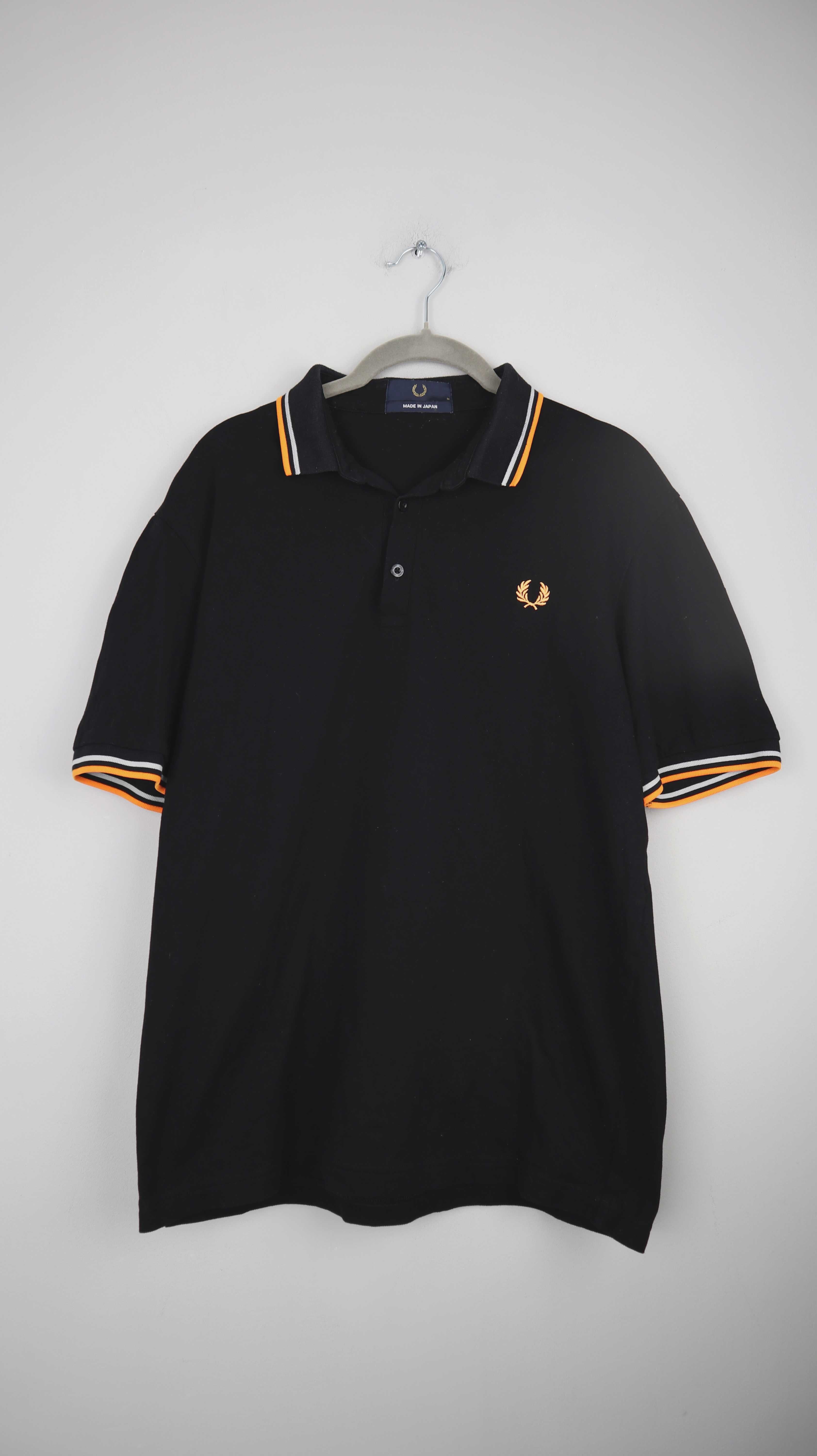 Fred Perry Shirt Polo Poloshirt schwarz Orange M Made in japan
