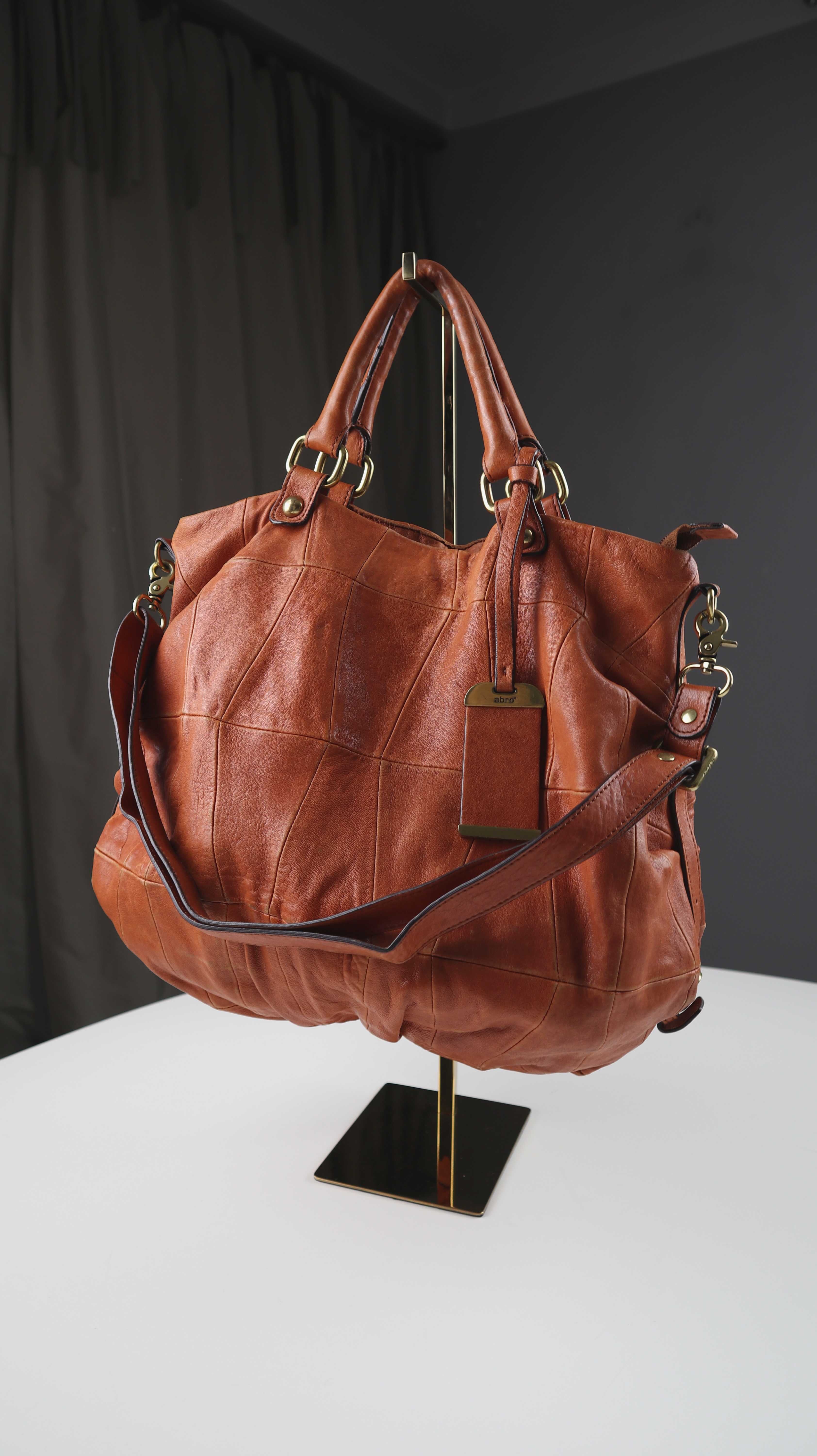 Abro Tasche Braun Handtasche Schultertasche Shopper Leder Ledertasche