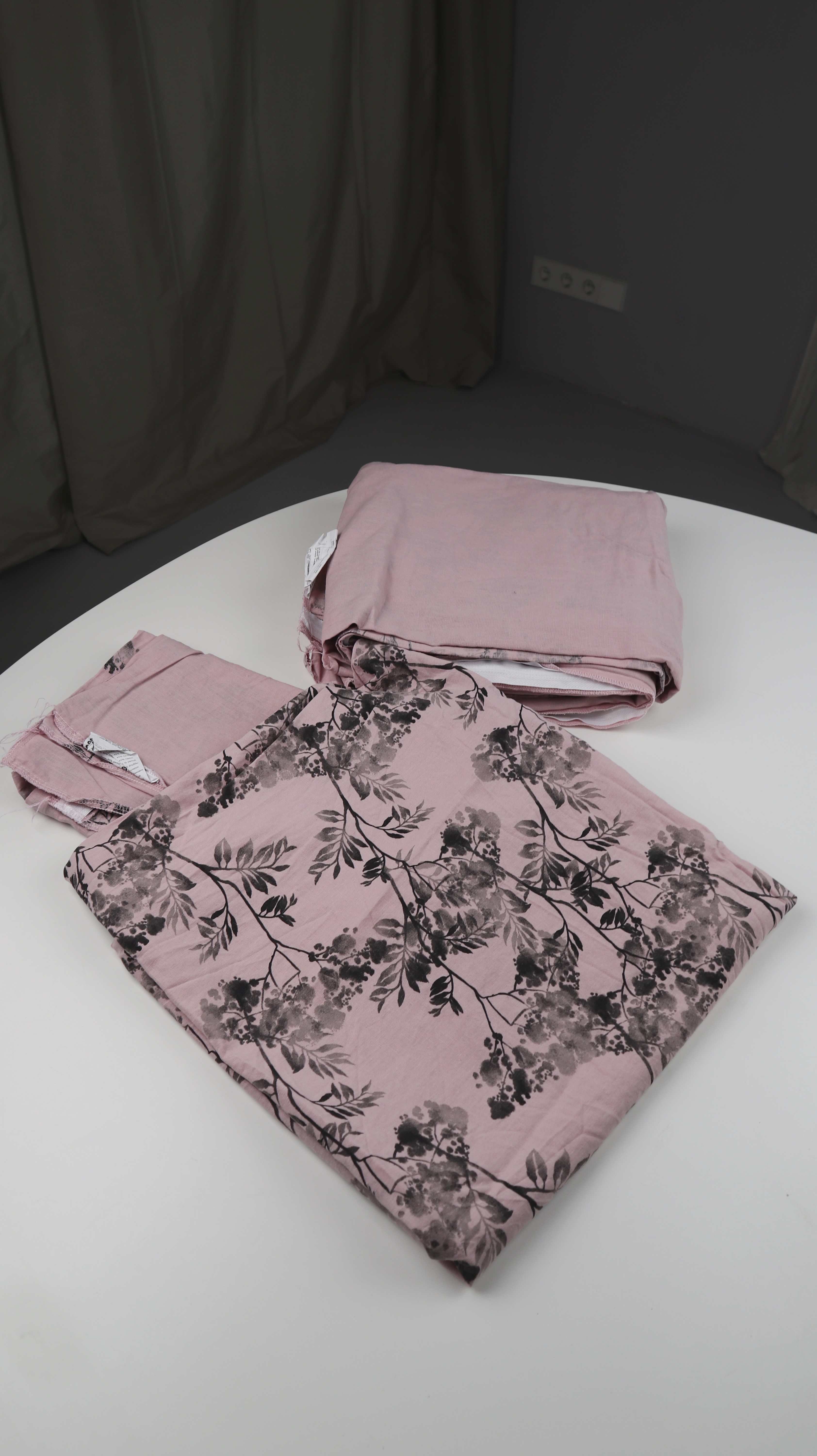 Ikea Bettwäsche rosa Baumwolle Leinen Blumen Altrosa 220 x 220 80 x 80