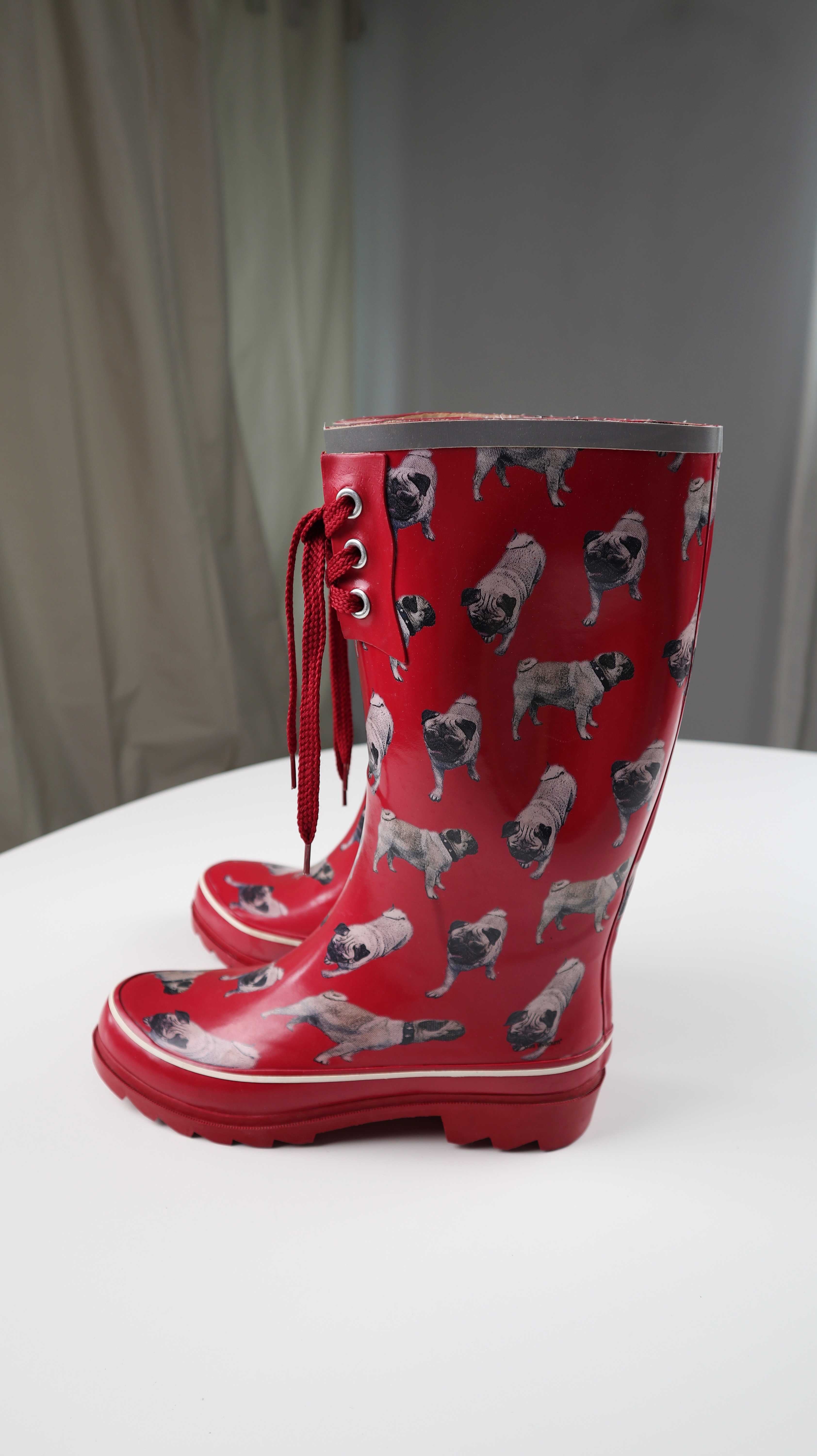 Gummistiefel rot Regenstiefel Mops Möpse 39 Regenschuhe