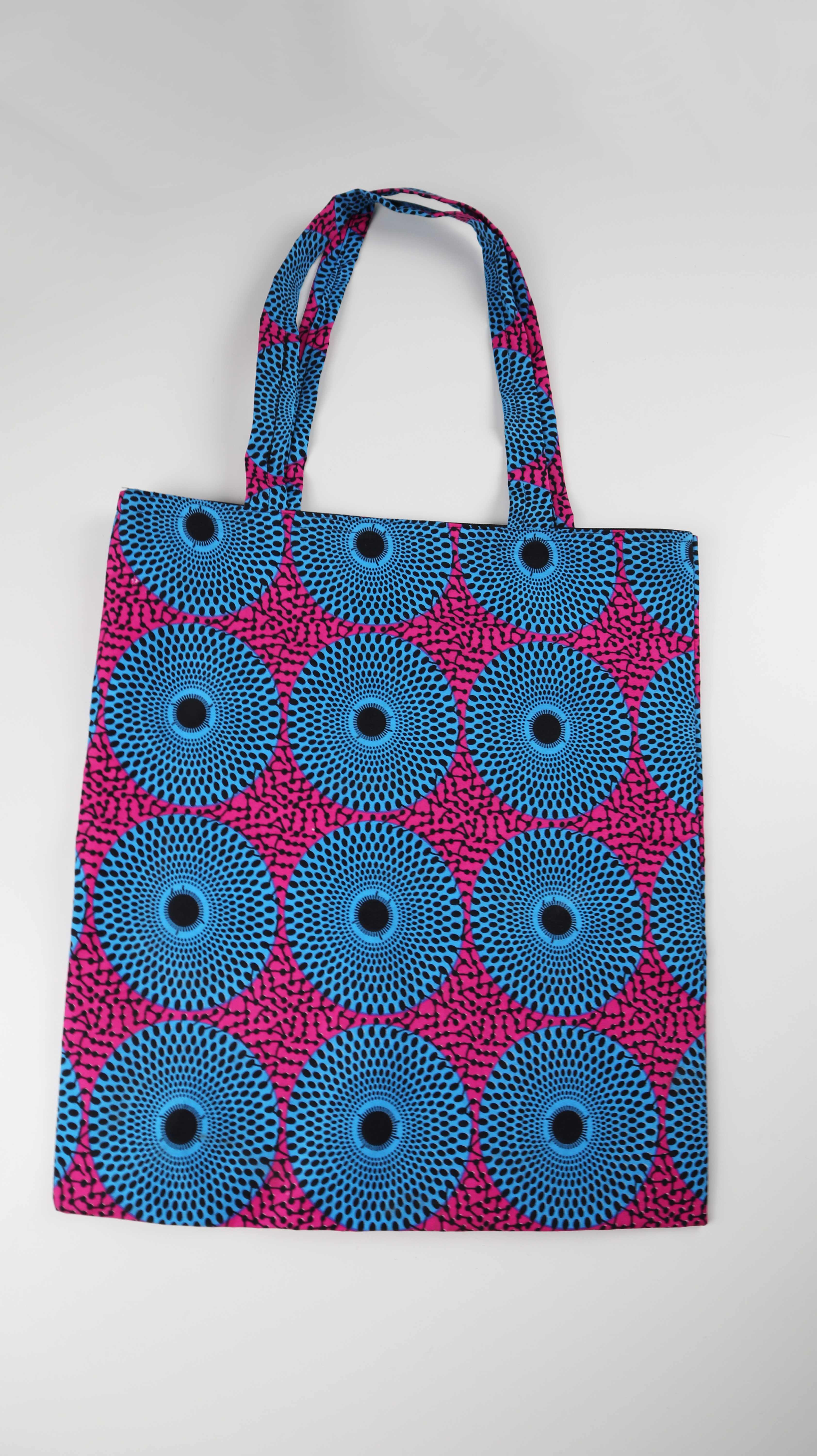 Afrikanische Tasche Tragetasche blau rot Muster Jutebeutel Beutel Neu
