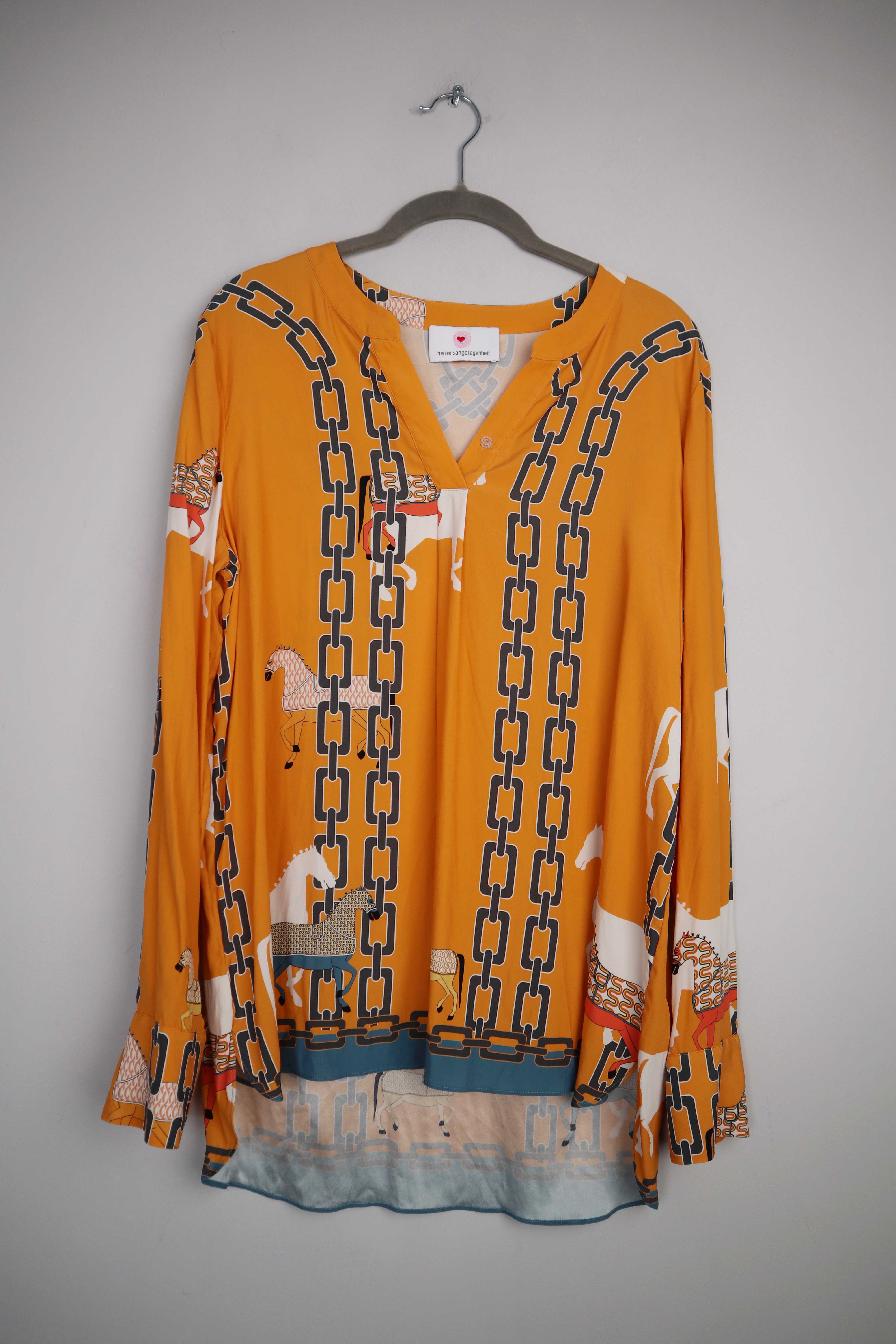 Herzensangelegenheit Bluse Shirt Langarm Orange Seide Seidenbluse 36 S