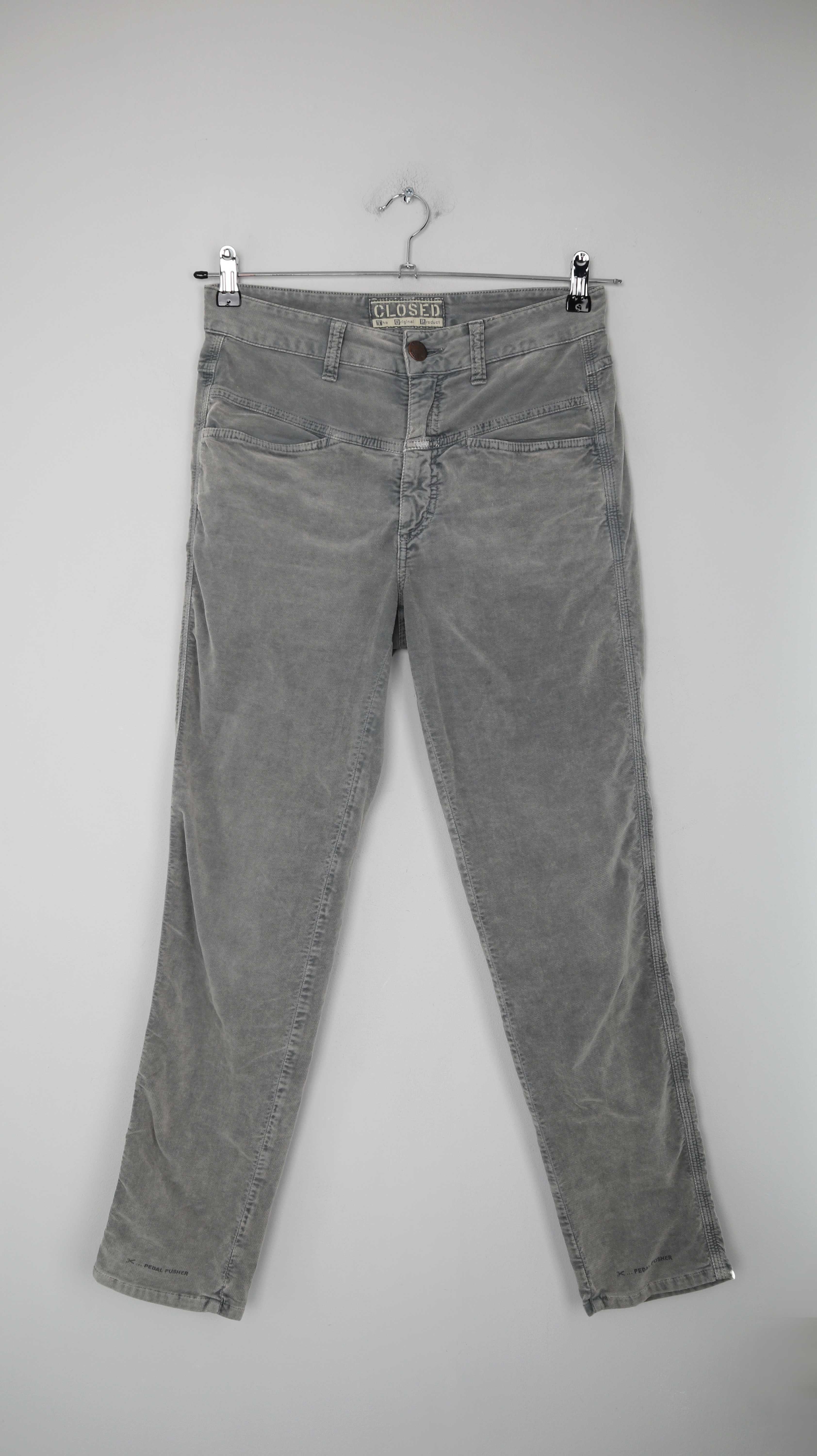 Closed Hose slim Grau Samthose Pedal Pusher 42 38 M high waist