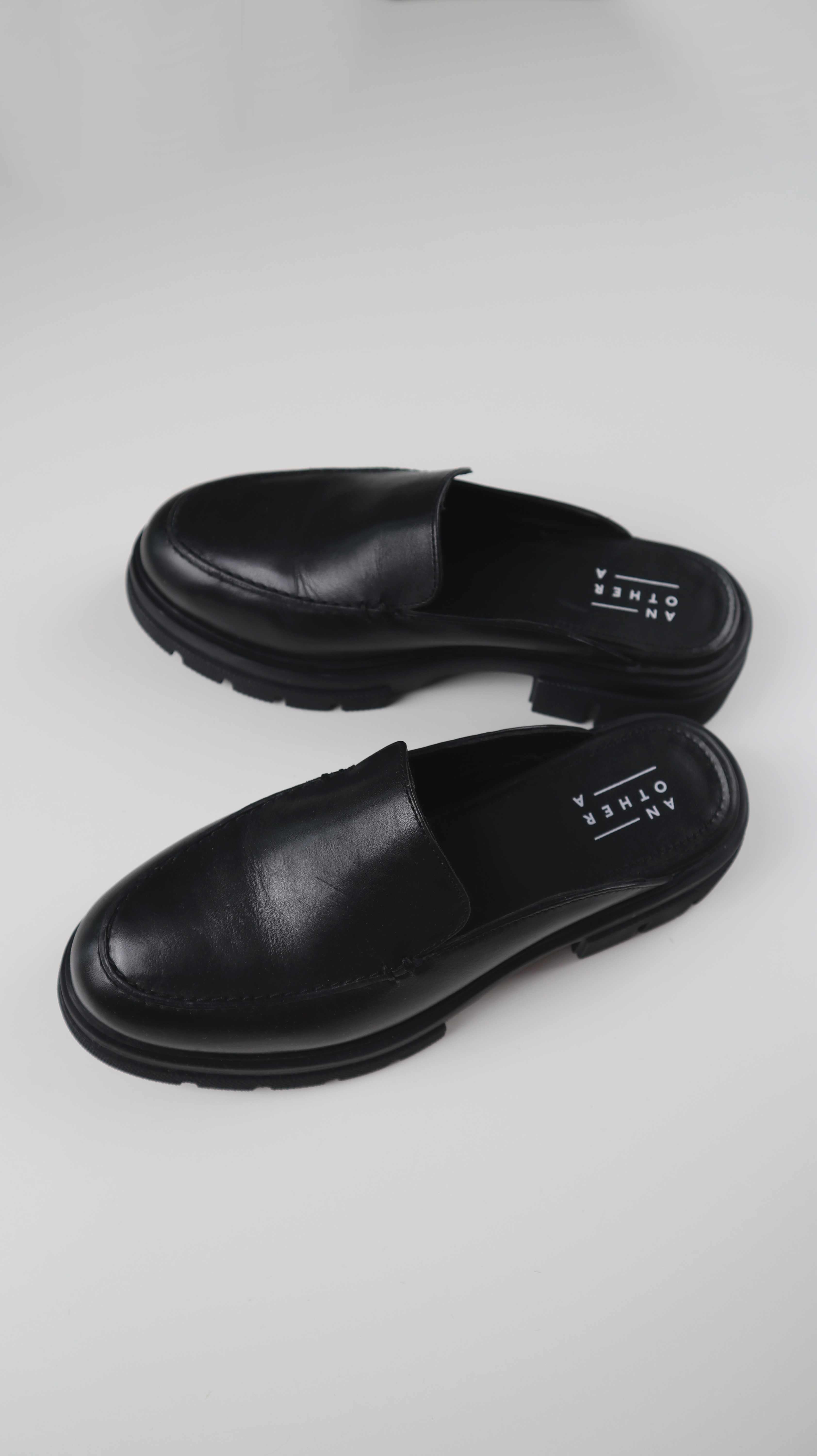 An other A Slipper schwarz 38 Loafer Halbschuhe Leder offen
