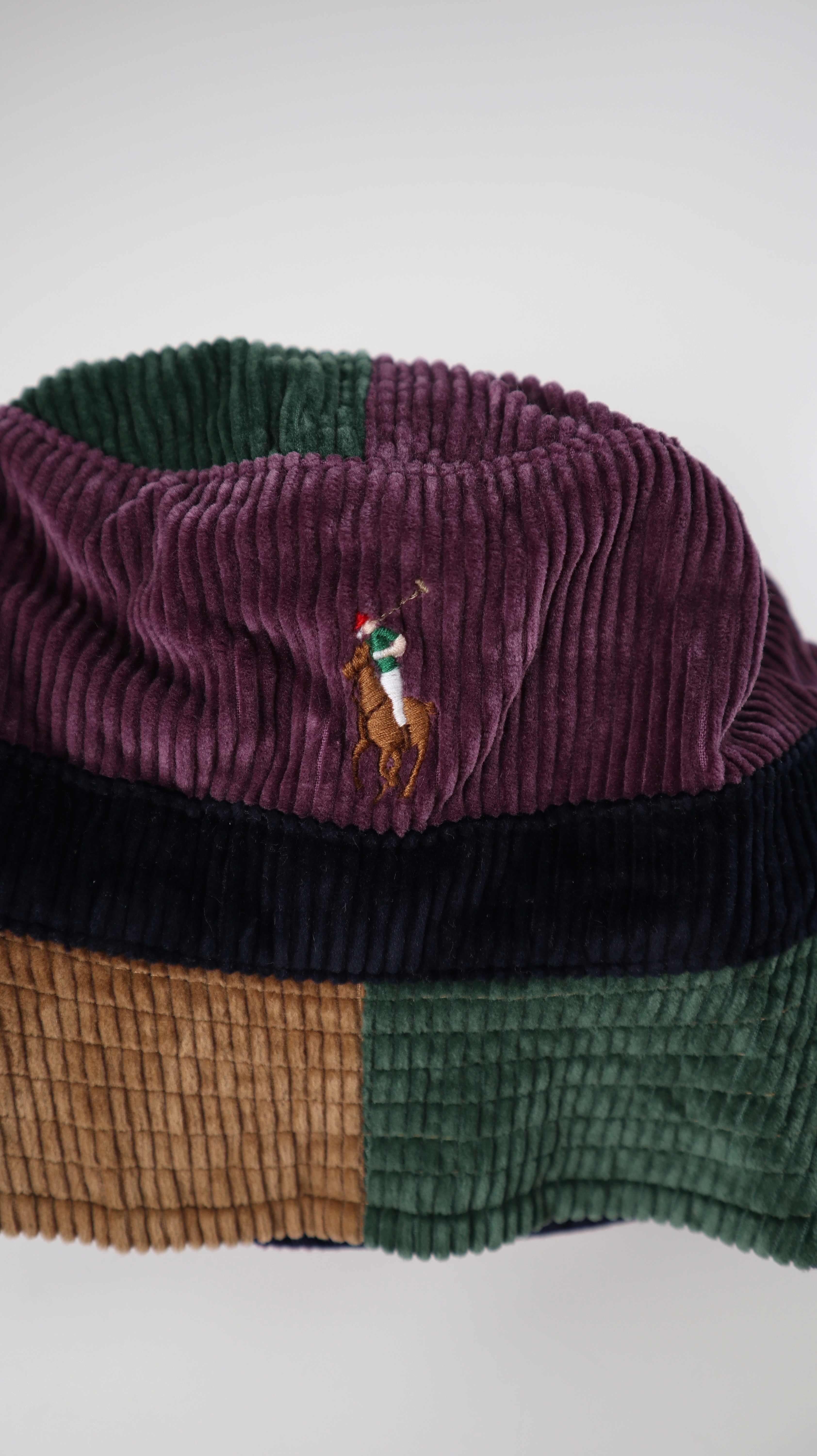 Polo Ralph Lauren Mütze Kappe Fischermütze Cord Lila Grün Bucket Hat
