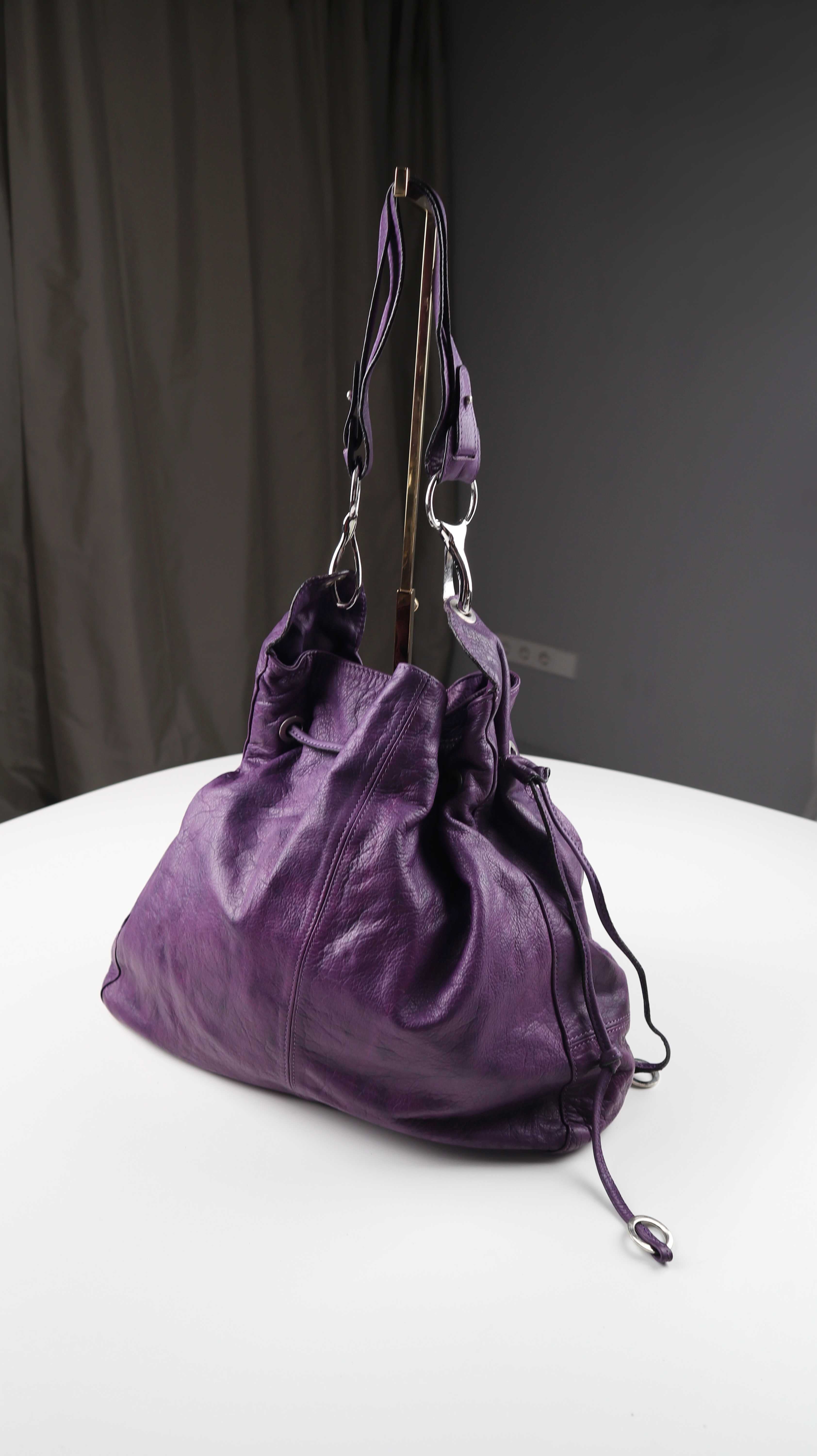 Tasche Ledertasche lila Flieder Dunkellila Beuteltasche Shopper Schultertasche