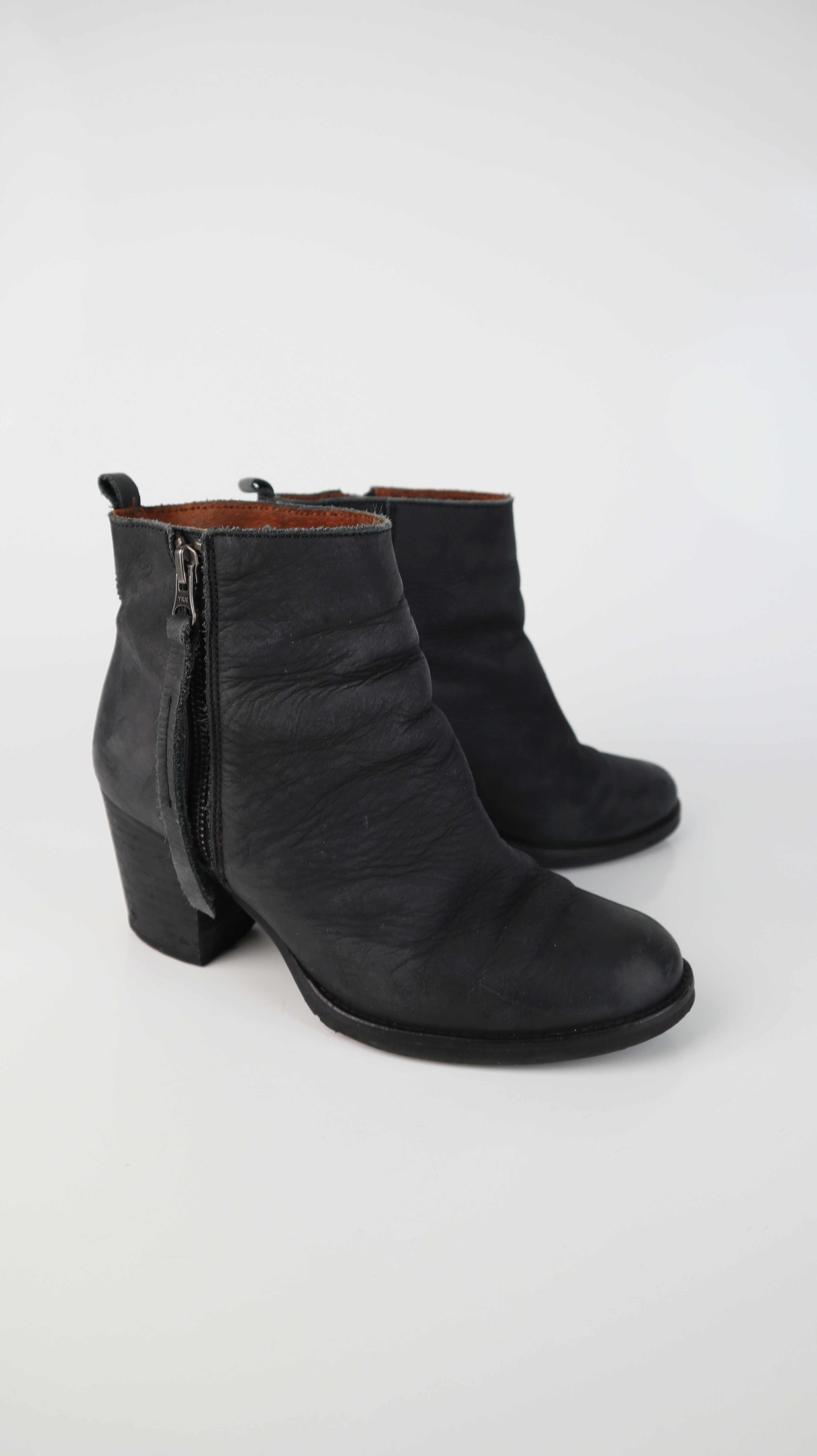 Pistol Boots Stiefeletten 38 schwarz Lederstiefel Absatz basic
