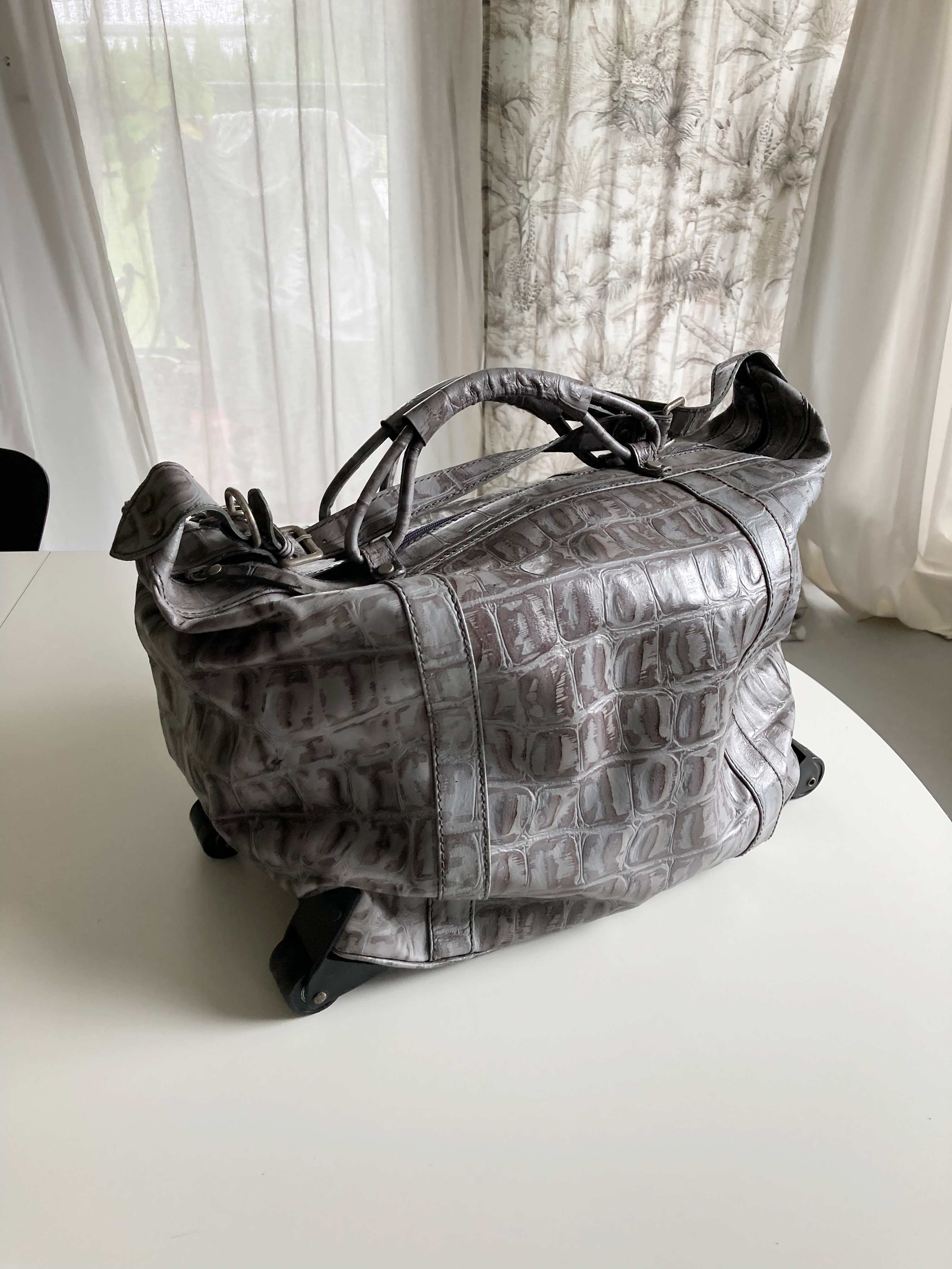 Graue Reisetasche Weekender Animal print Koffer Rolltrolley Tasche