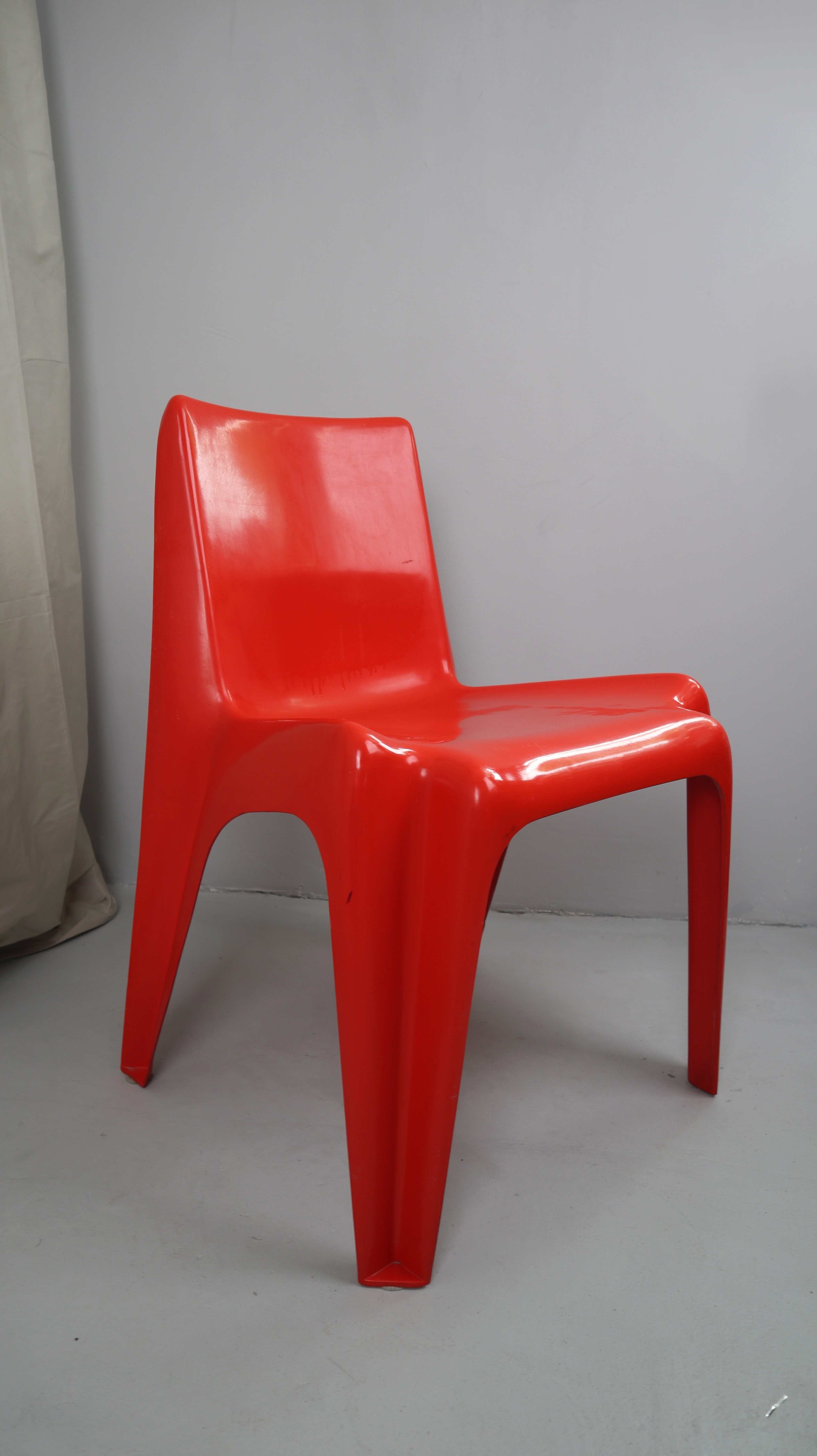 Helmut Bätzner Bofinger 'B1171' Stuhl Kunststoffstuhl 60er Rot einfarbig Designstuhl
