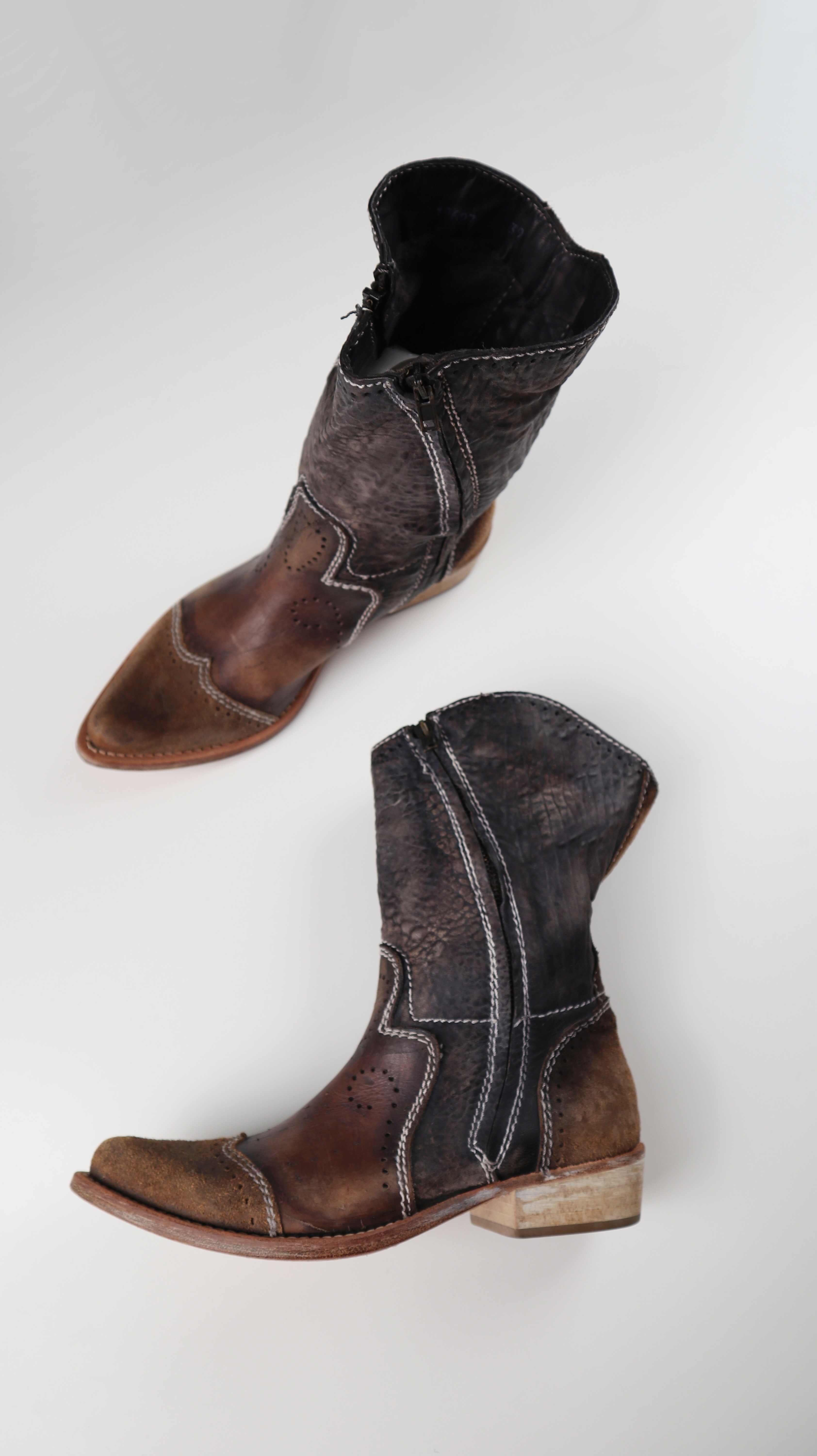 Primabase Stiefel Braun Cowboystiefel Stiefeletten Spitz 38