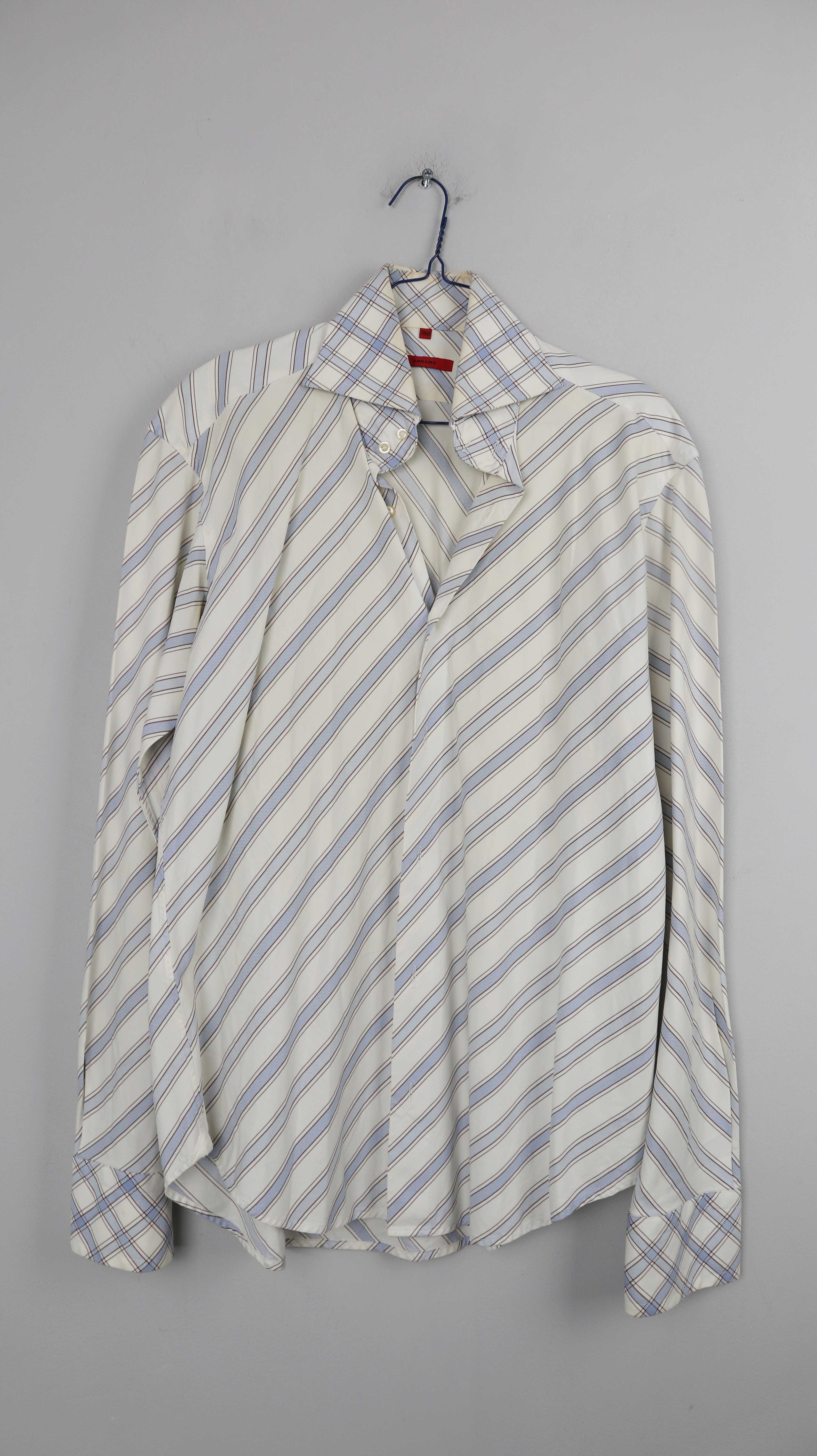 Abrams Hemd Shirt gestreift 90s 39/40 Y2K Streifenhemd Hellblau Weiß