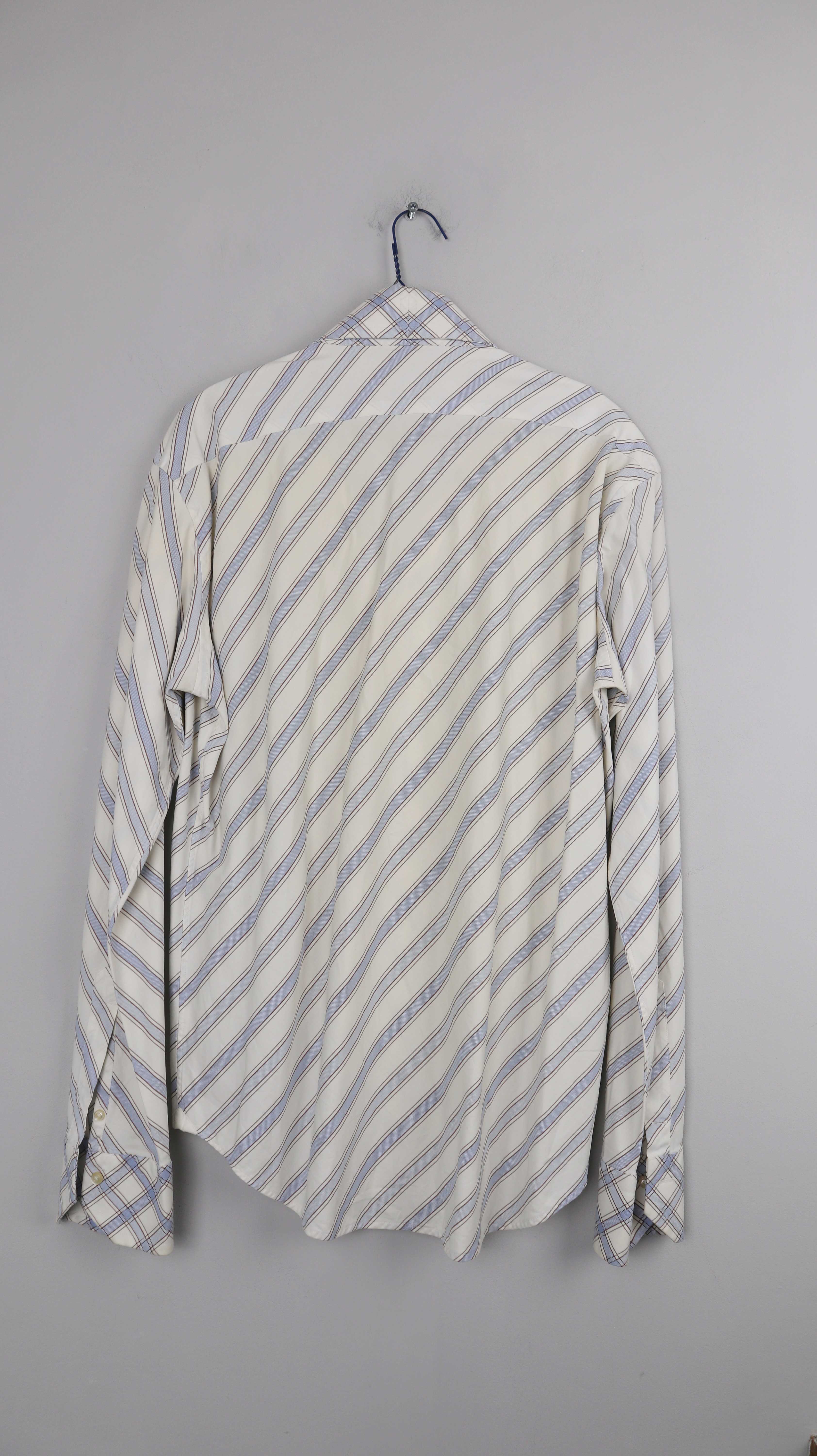 Abrams Hemd Shirt gestreift 90s 39/40 Y2K Streifenhemd Hellblau Weiß