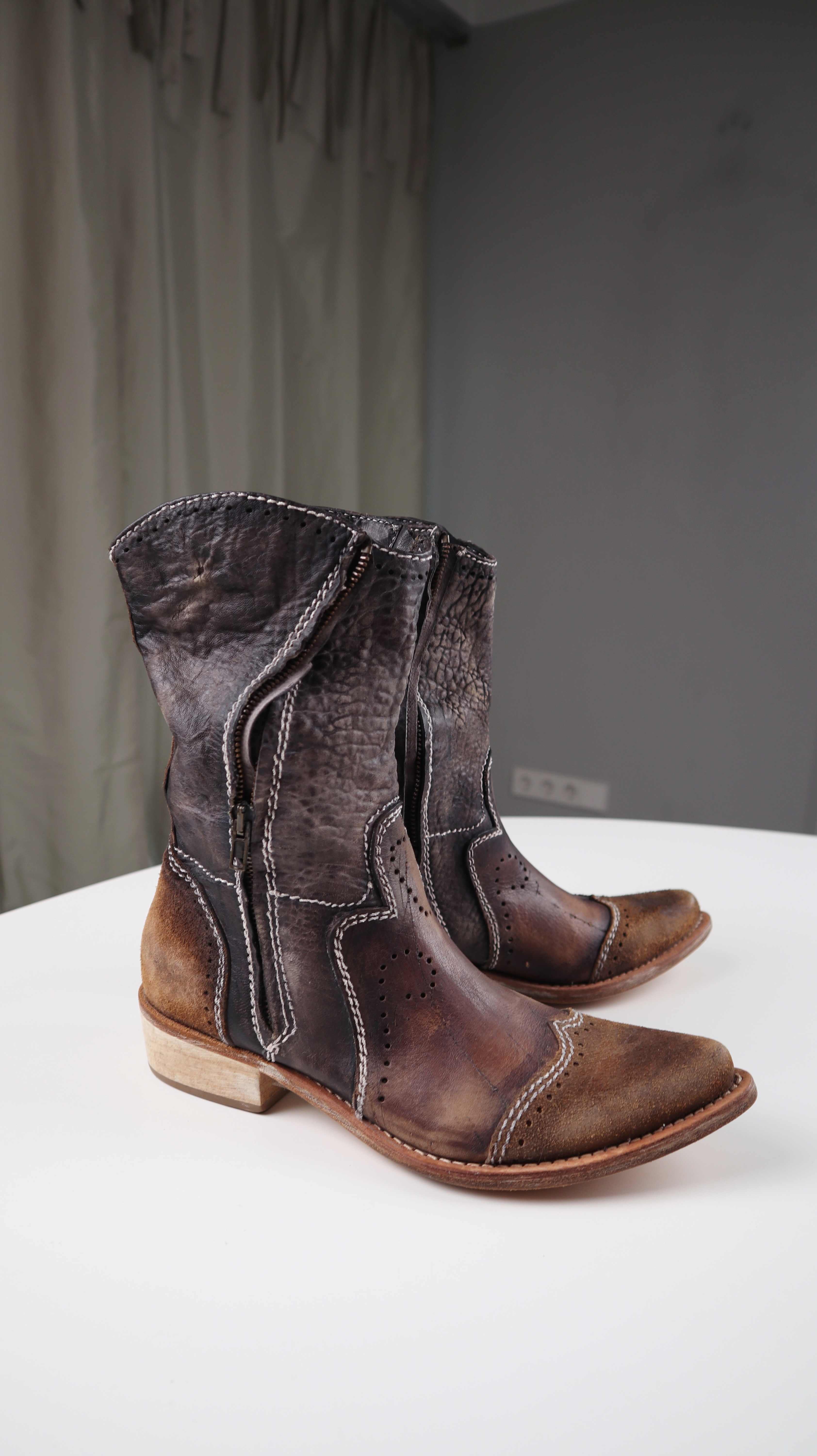 Primabase Stiefel Braun Cowboystiefel Stiefeletten Spitz 38