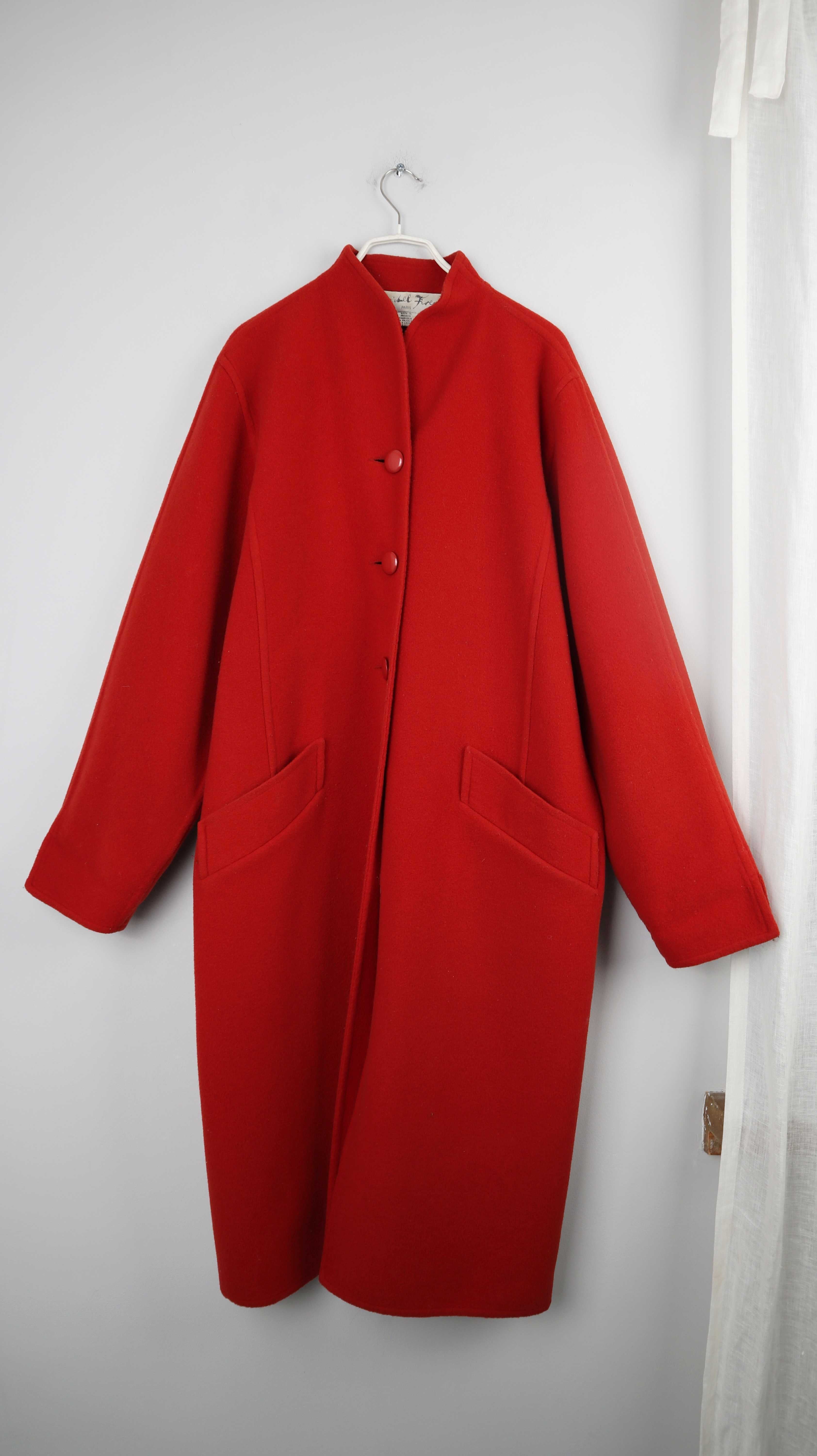 Made in France Mantel Wollmantel Jacke rot 38 M basic
