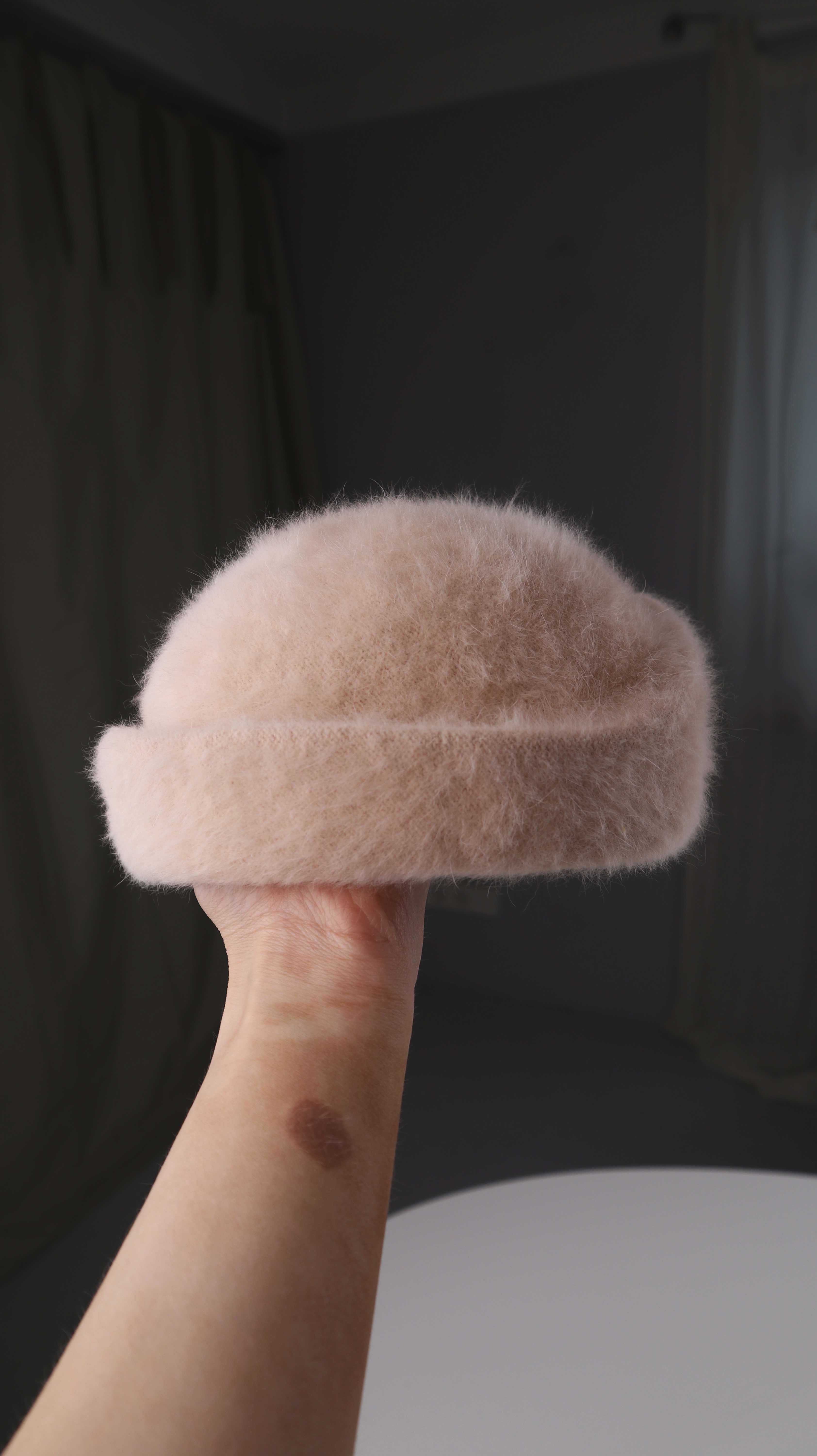 Pierre Laulhere Barett Kappe Rosa Pastell Mohair Mütze made in France