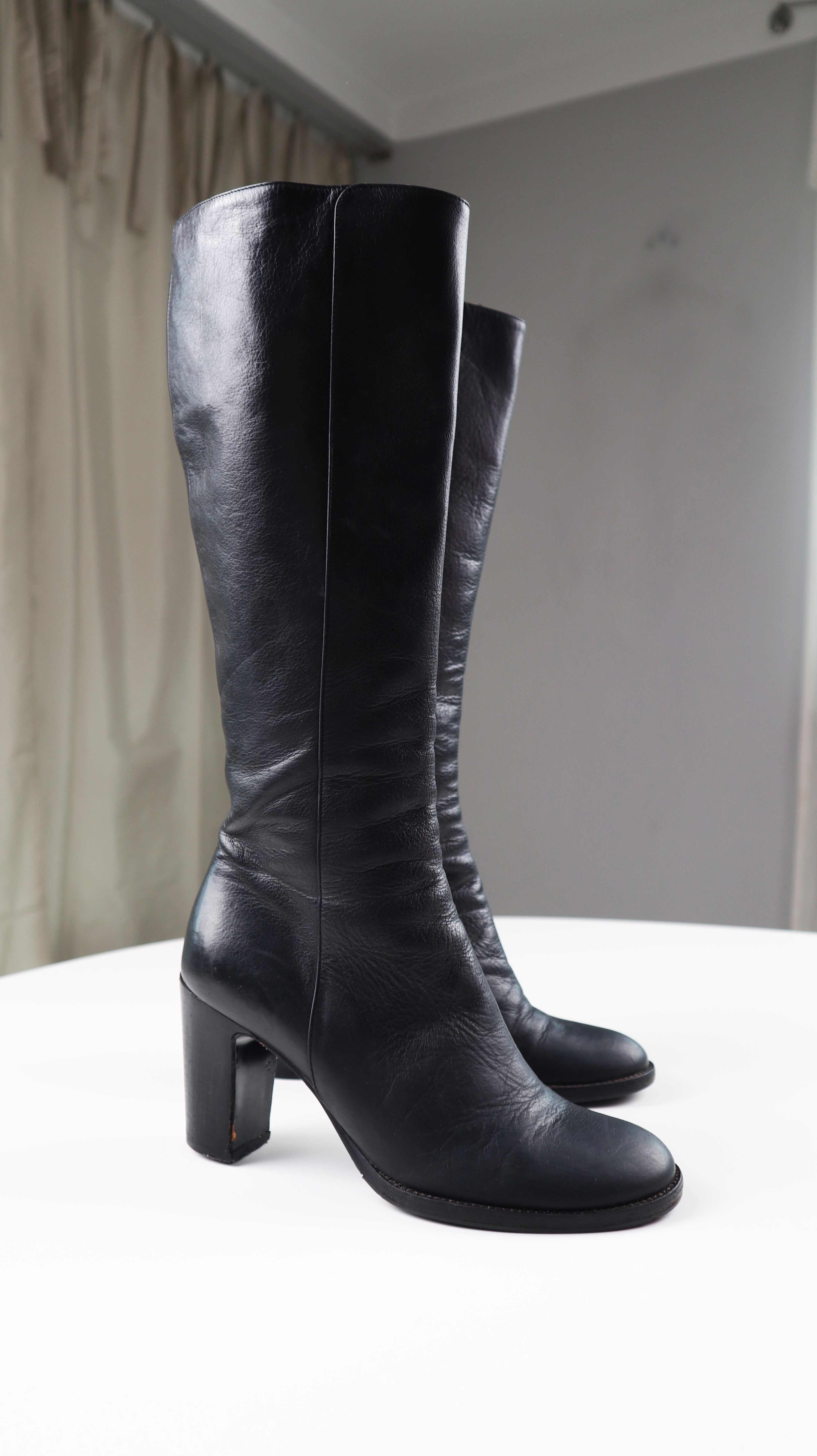 Enrico Antinori Stiefel Lederstiefel schwarz 38 Absatzstiefel Glattleder