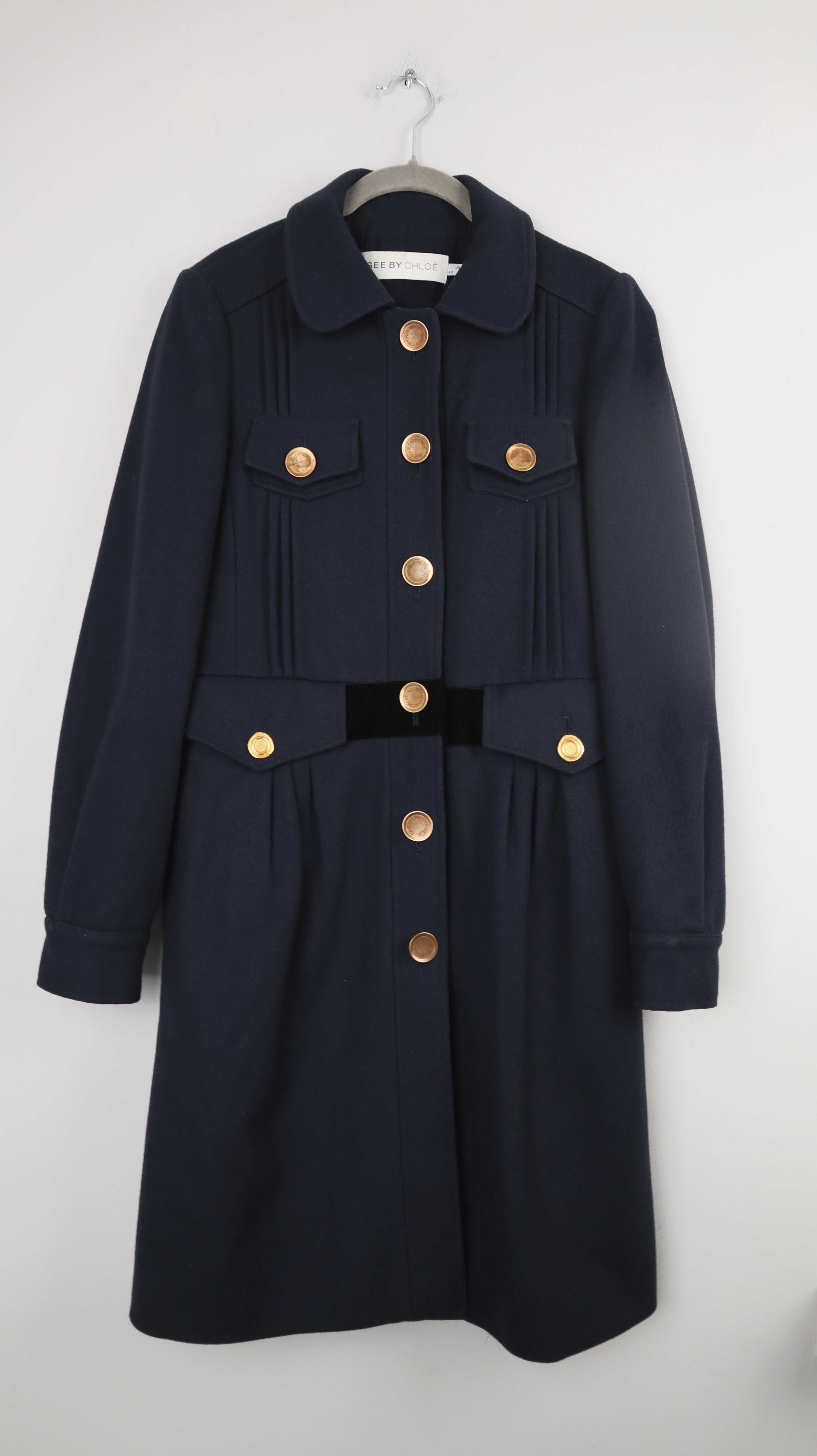 See by Chloe Mantel Jacke Blau Dunkelblau 36 S Cabanjacke Marineblau