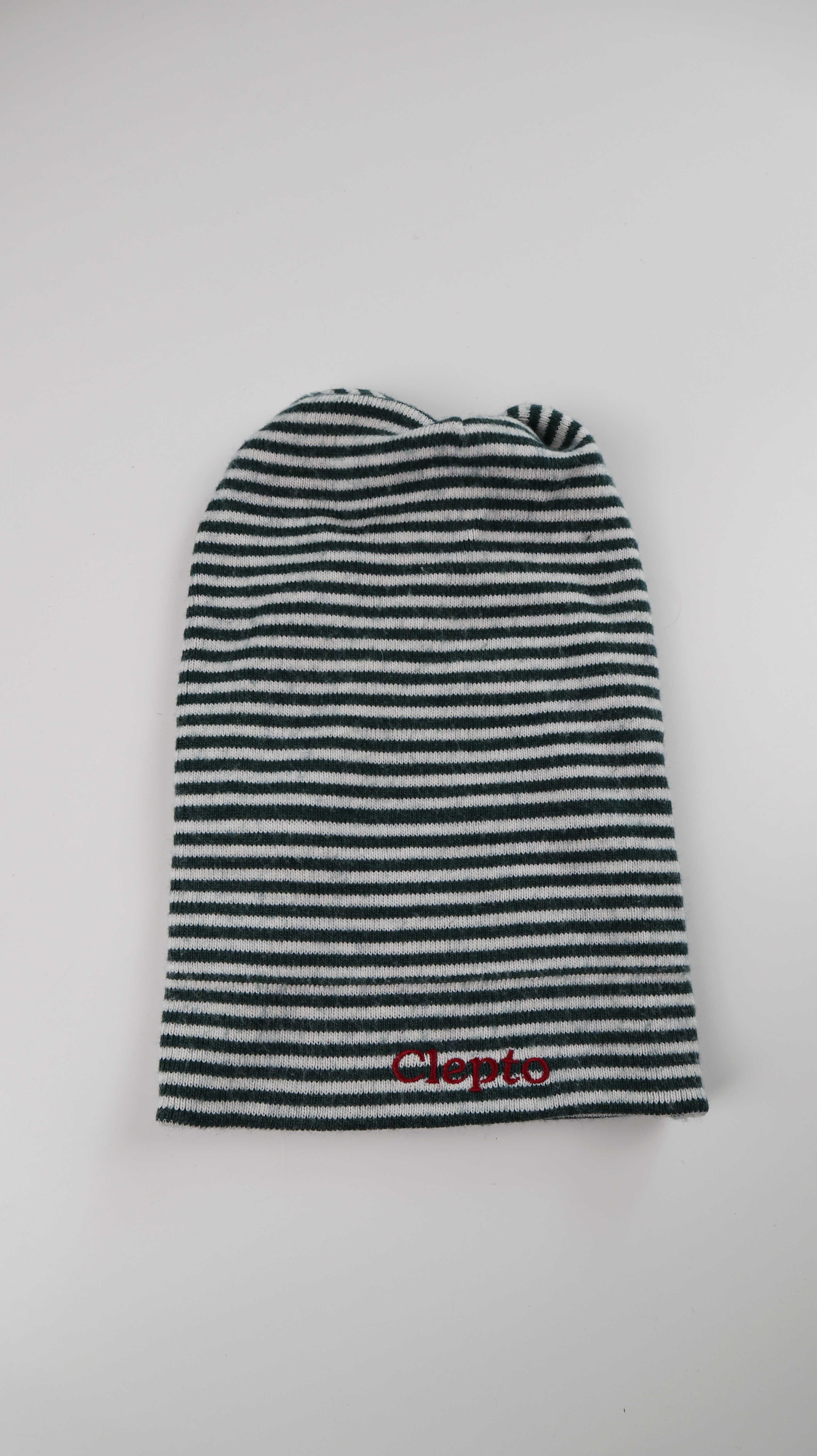 Cleptomanicx Mütze grün weiß gestreift Beanie Streifenmütze