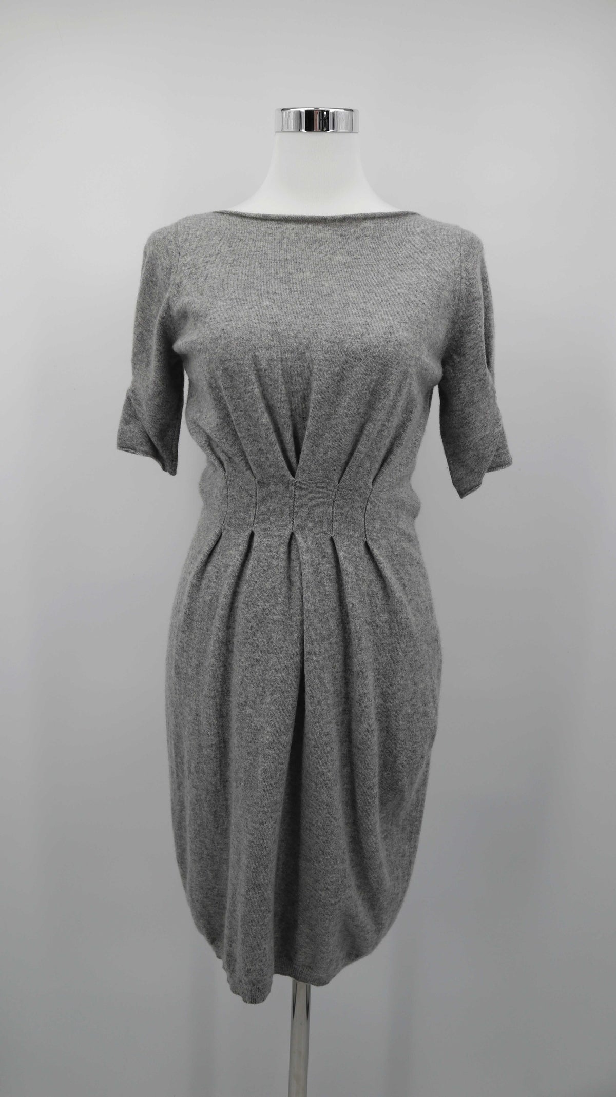 Stefanel Kleid Grau Midi Midikleid Wolle Wollkleid 36 S Winterkleid