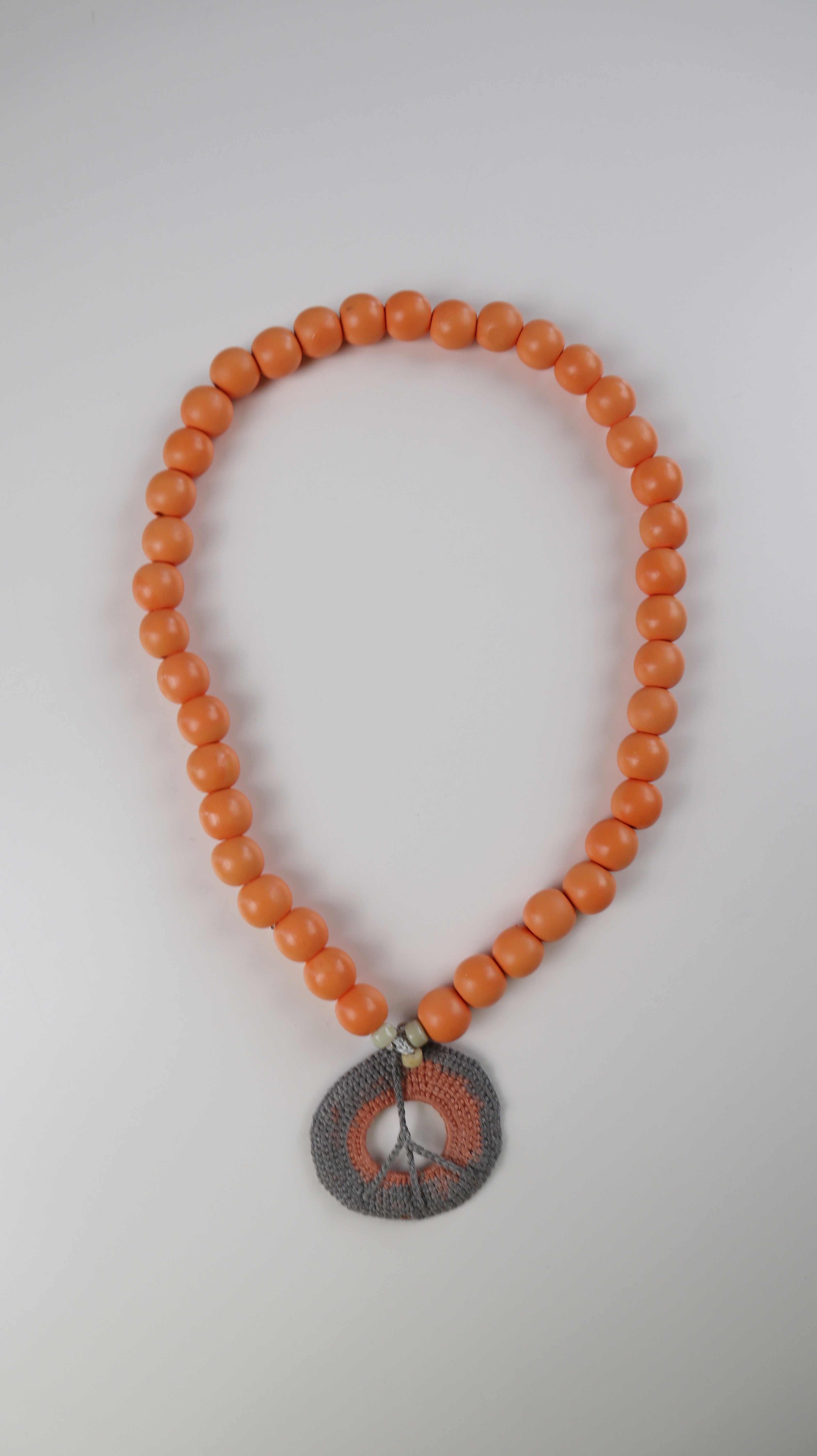Kette Orange Holz Indisch Holzkette Hippie Peache Frieden
