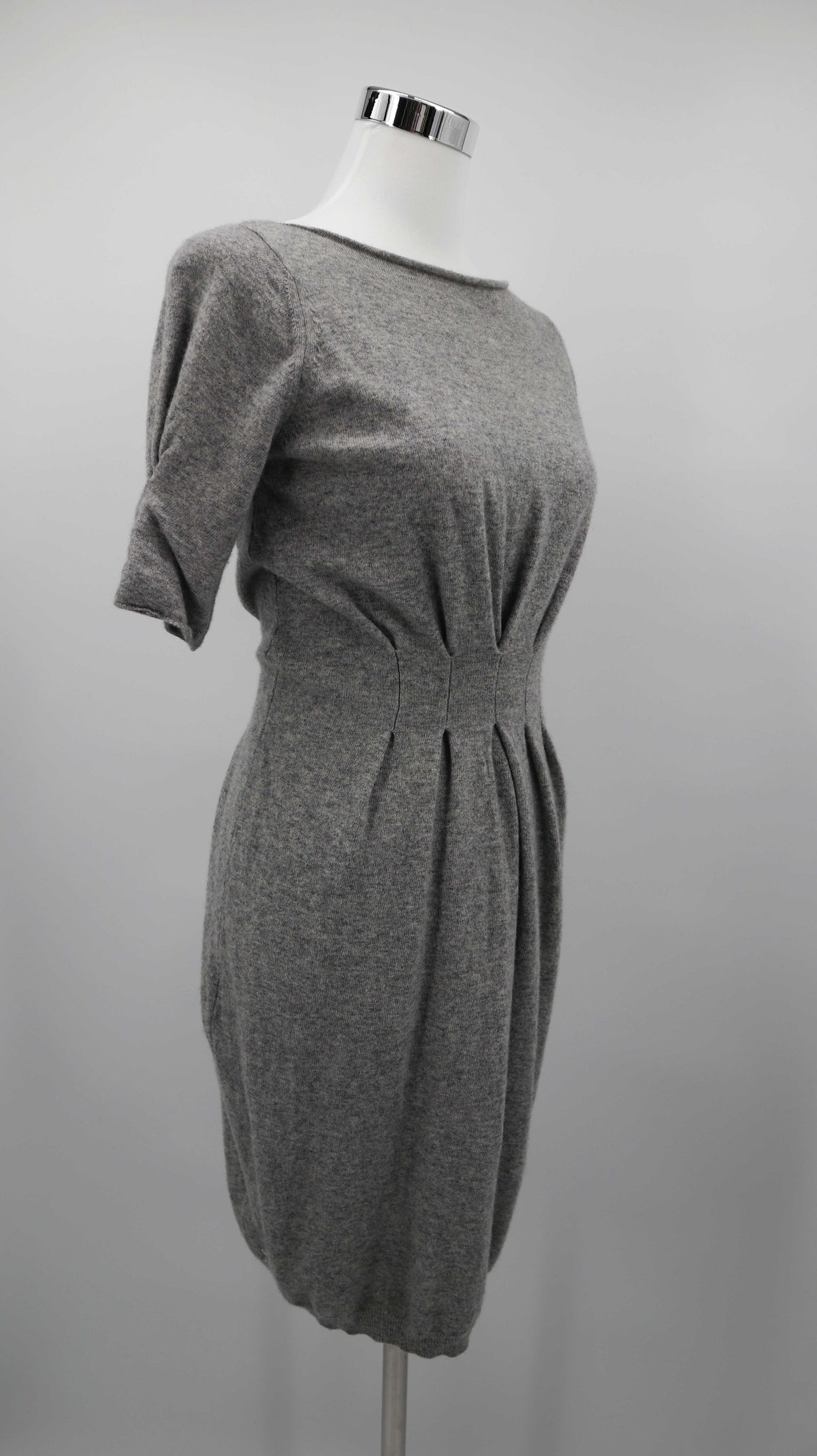 Stefanel Kleid Grau Midi Midikleid Wolle Wollkleid 36 S Winterkleid