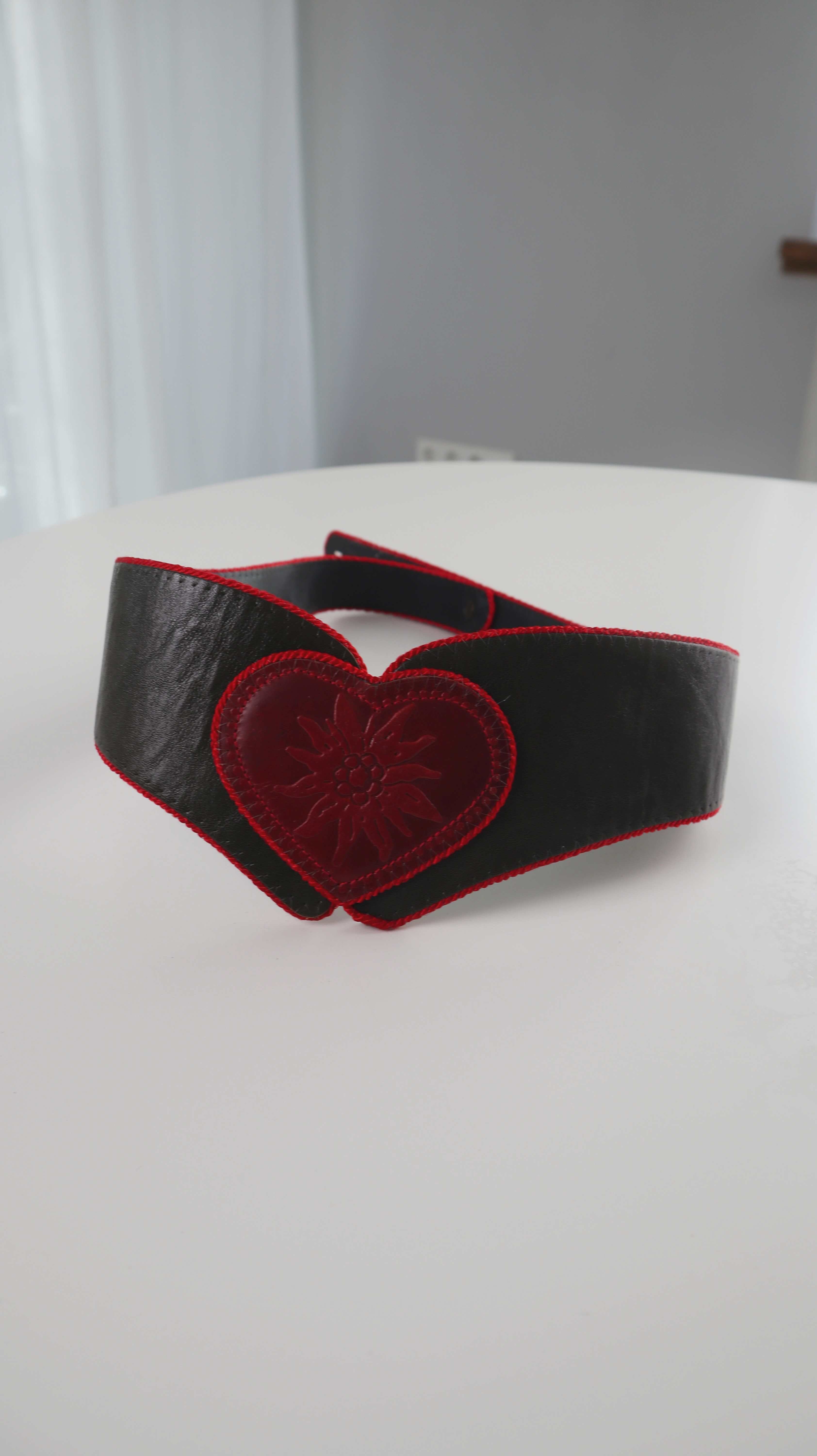 Gürtel Leder Ledergürtel Talliengürtel schwarz rot Oktoberfest Wiesn