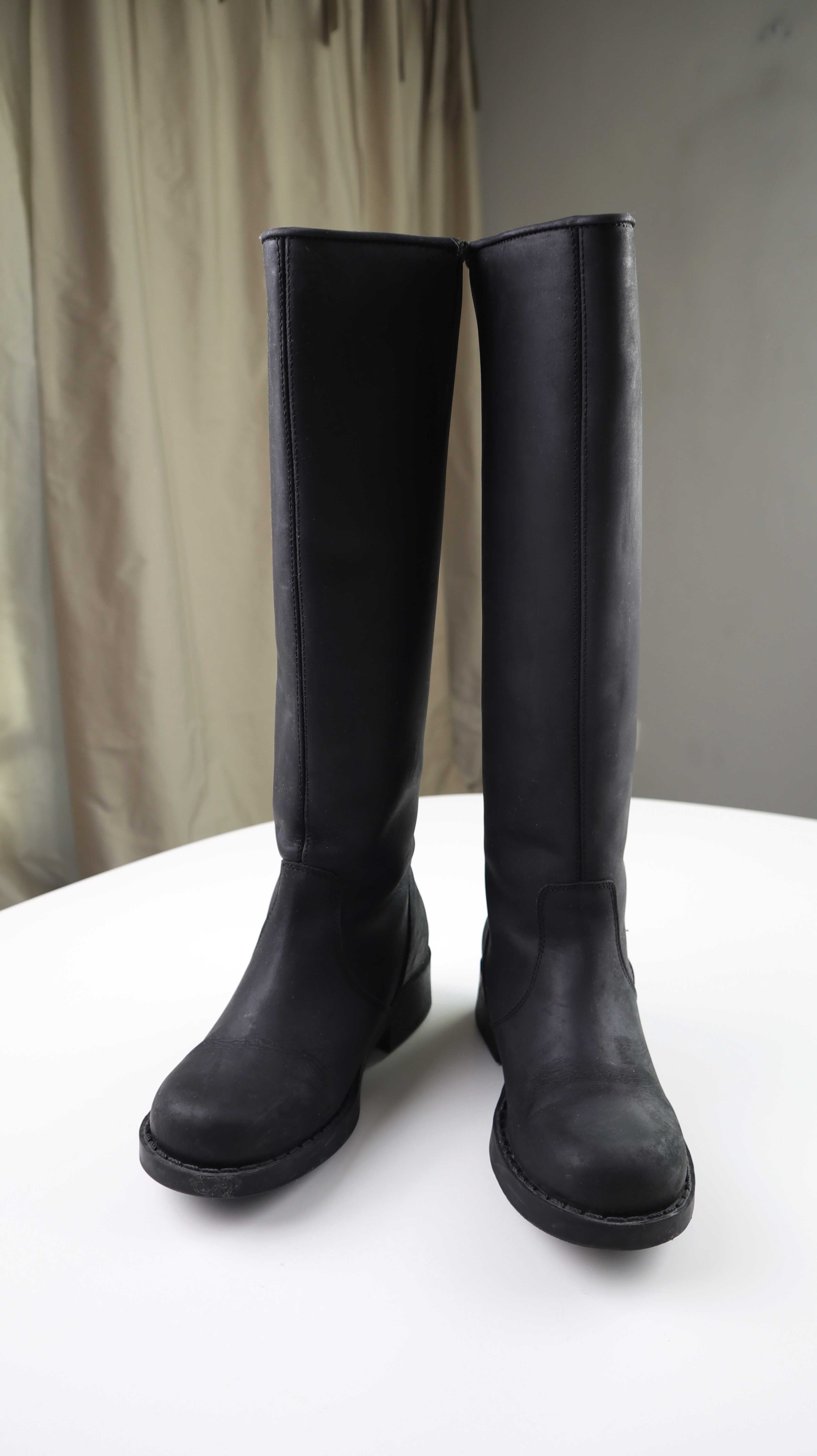 Johnny Bulls Stiefel schwarz 36 Lederstiefel Reißverschluss gold