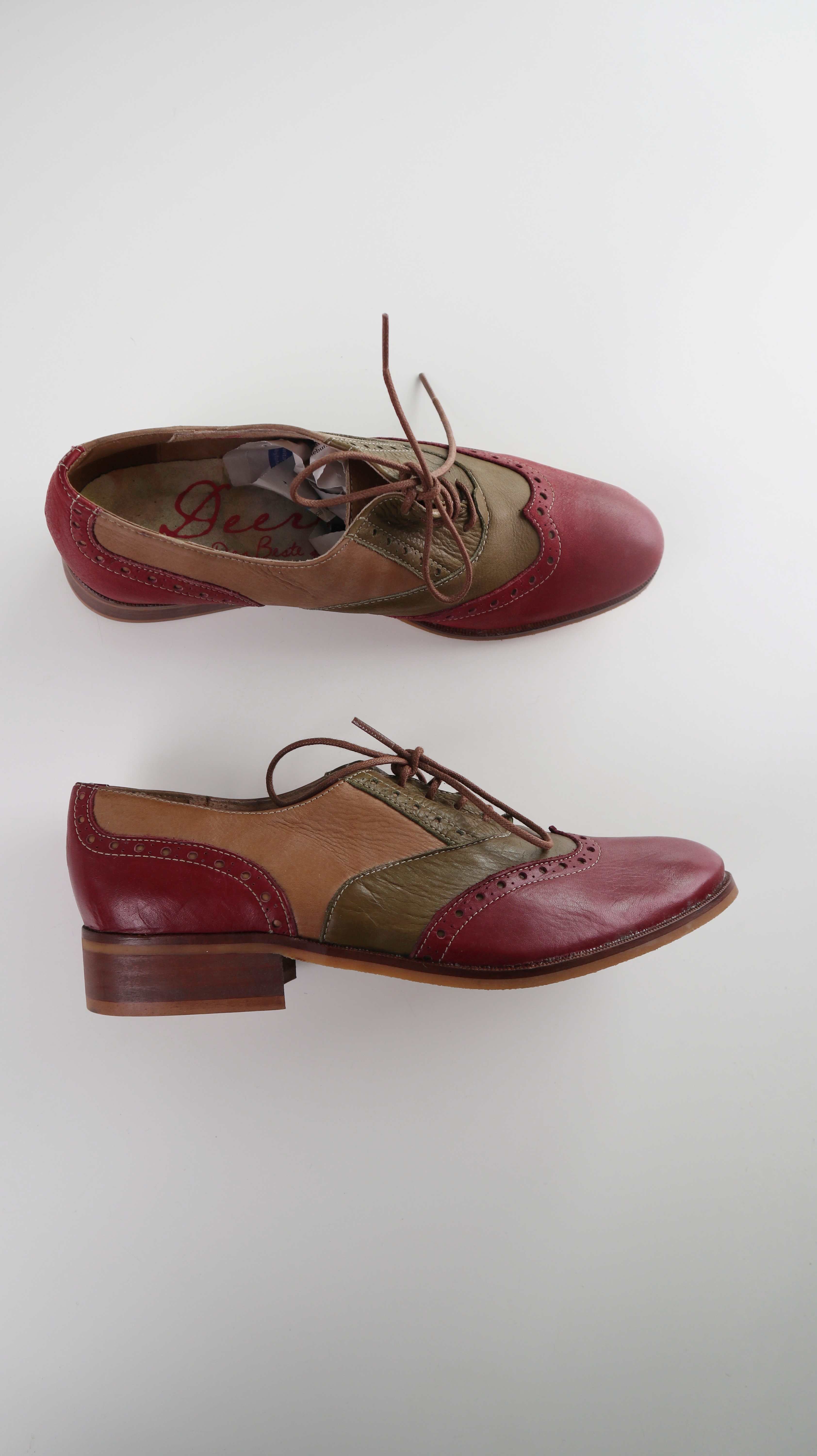 Deerberg Loafer Budapester Lederschuhe 40 Rot Grün braun Halbschuhe