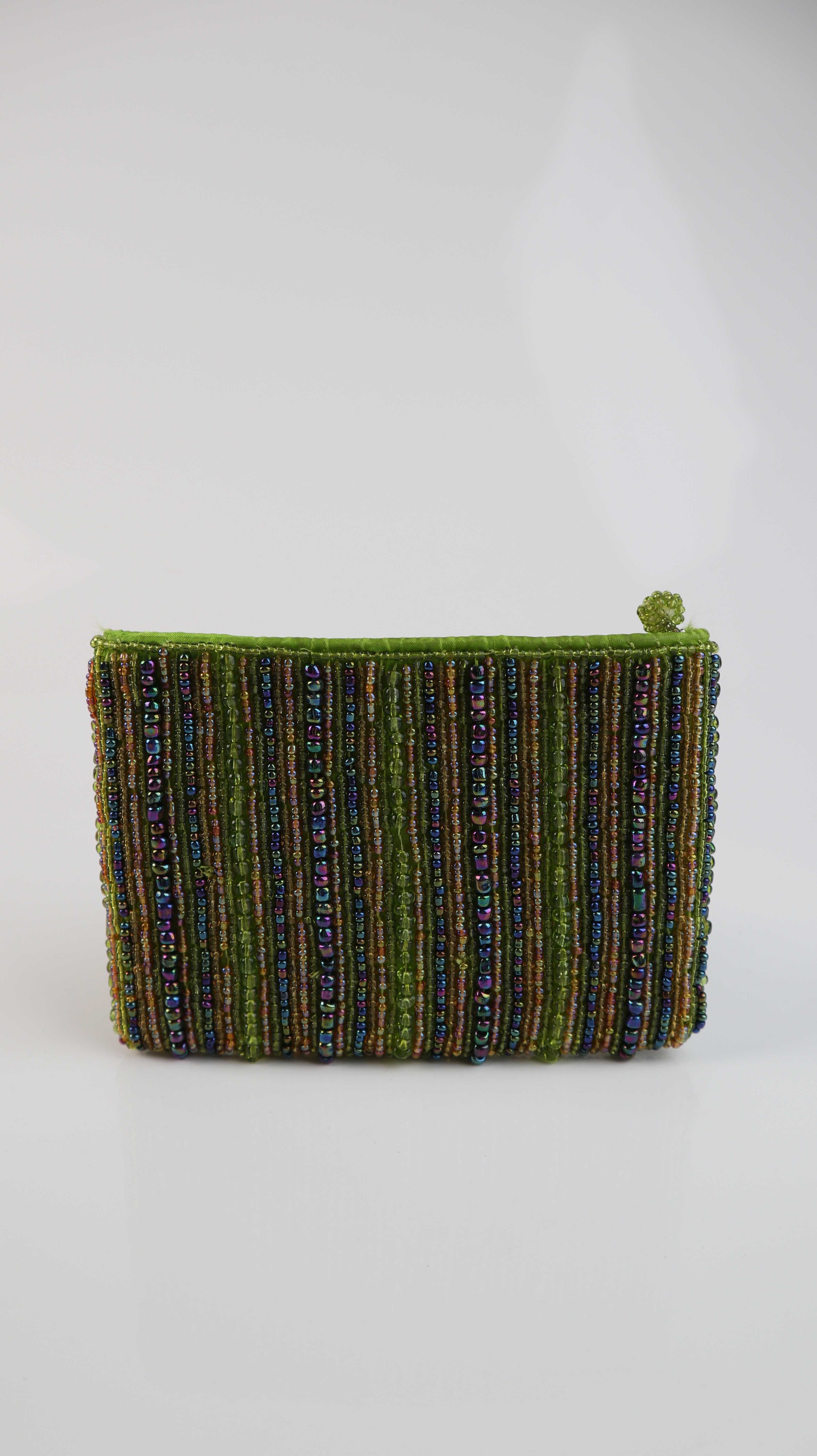 Etui Perlen Geldbörse bestickt Tasche Kosmetiktasche gestreift