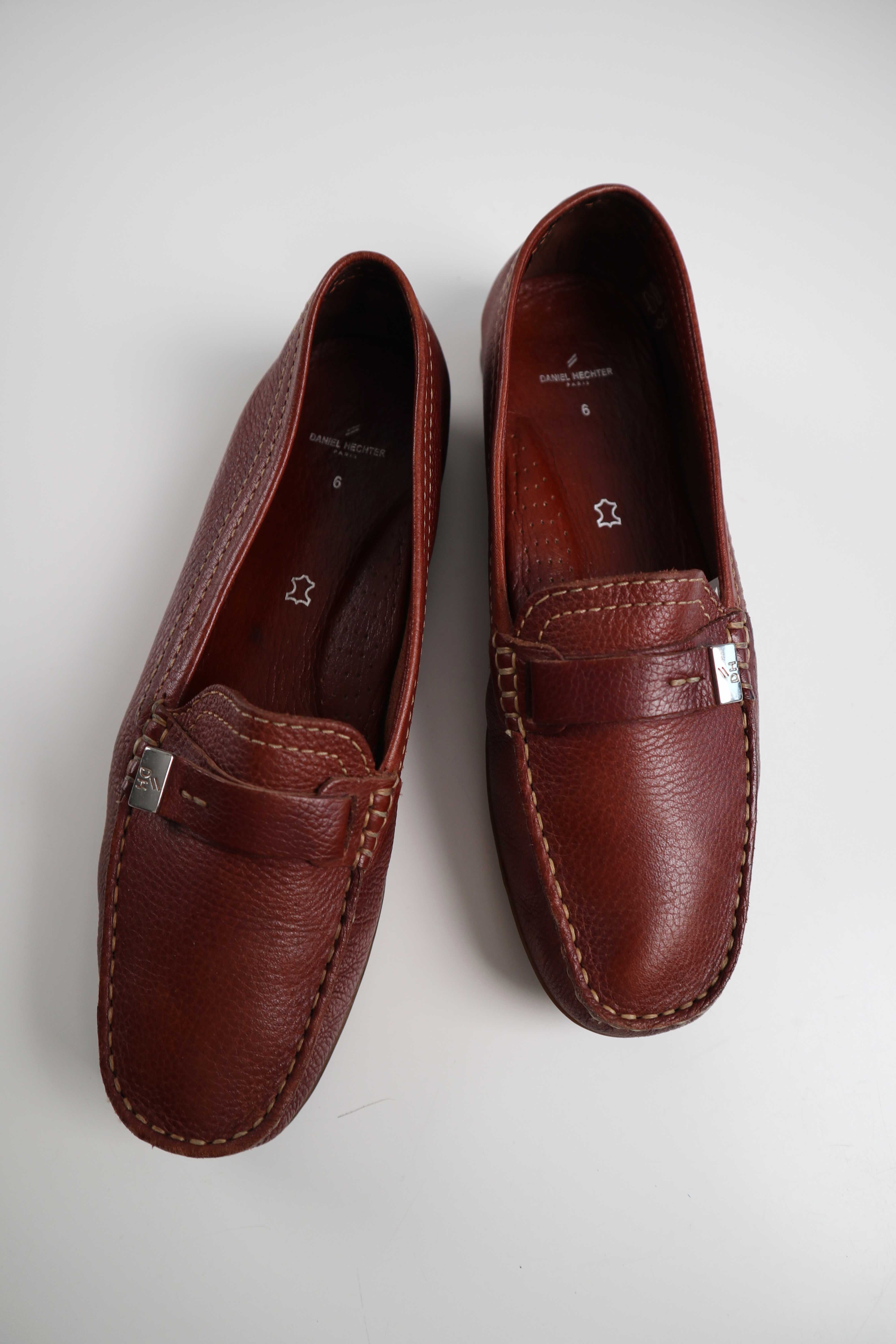 Daniel Hechter Ballerinas Loafer Slipper Leder Braun 6 39 Mokassins