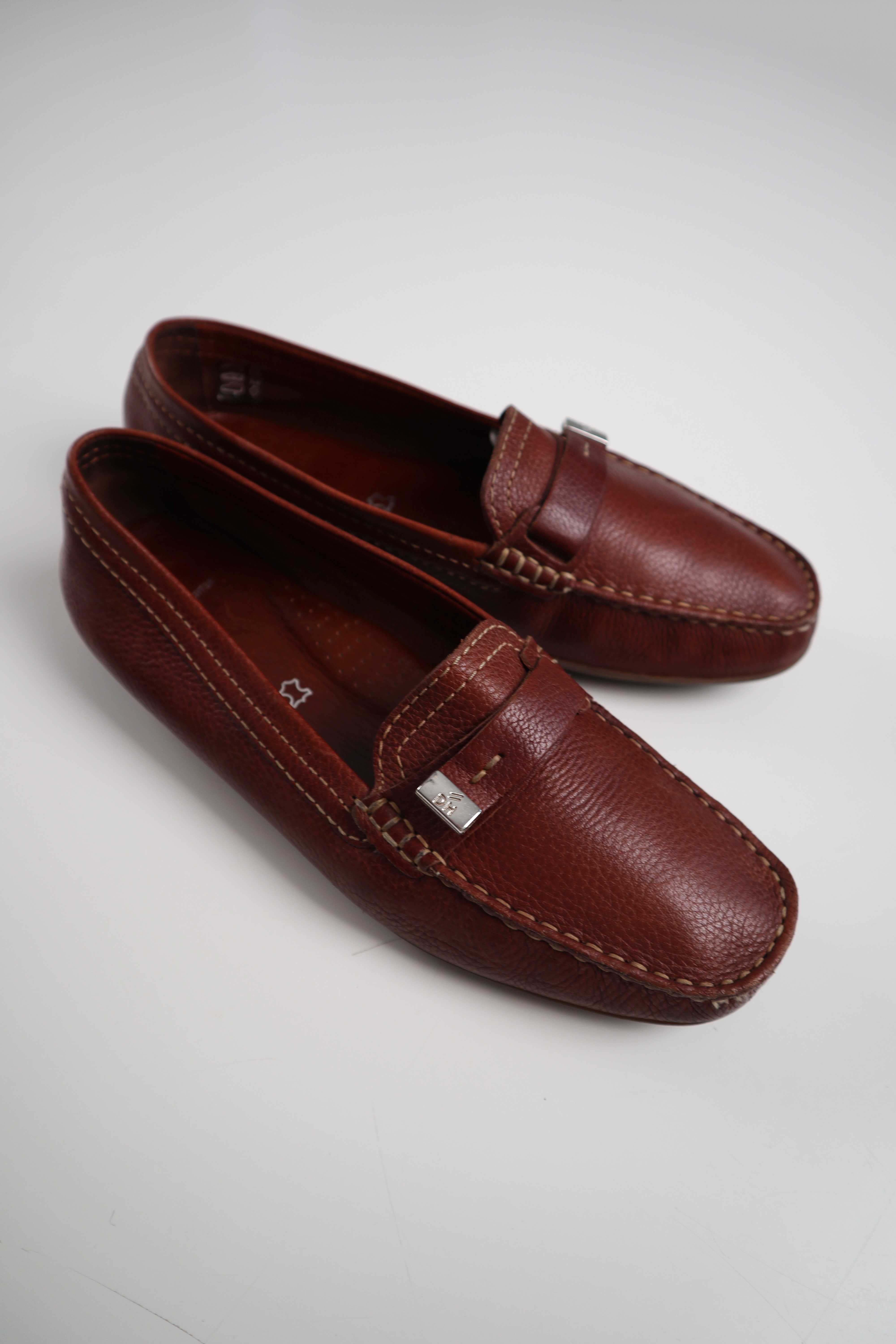 Daniel Hechter Ballerinas Loafer Slipper Leder Braun 6 39 Mokassins