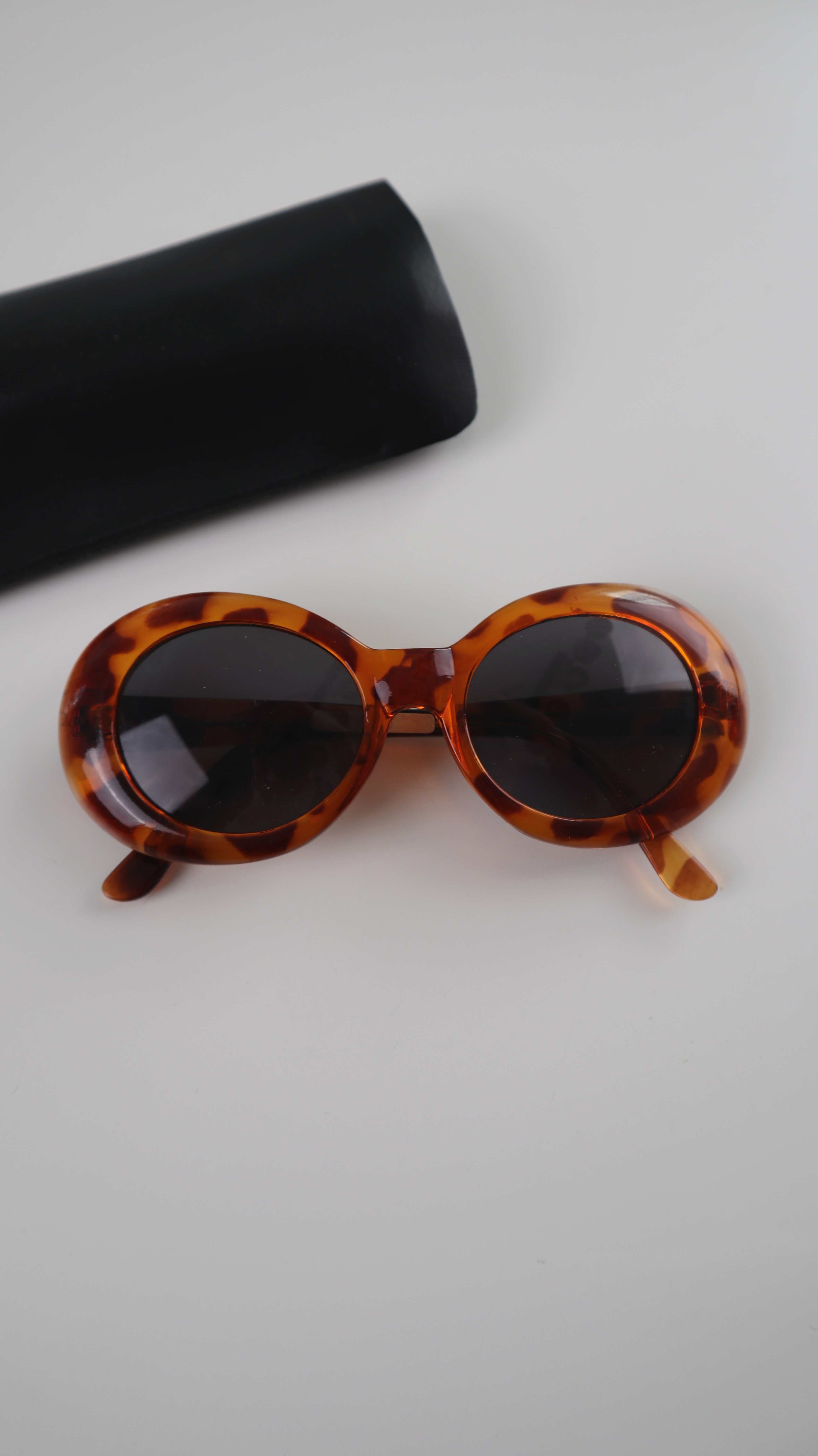 True Vintage Sonnenbrille Brille braun Leo Leopardenmuster rund ohne Sehstärke