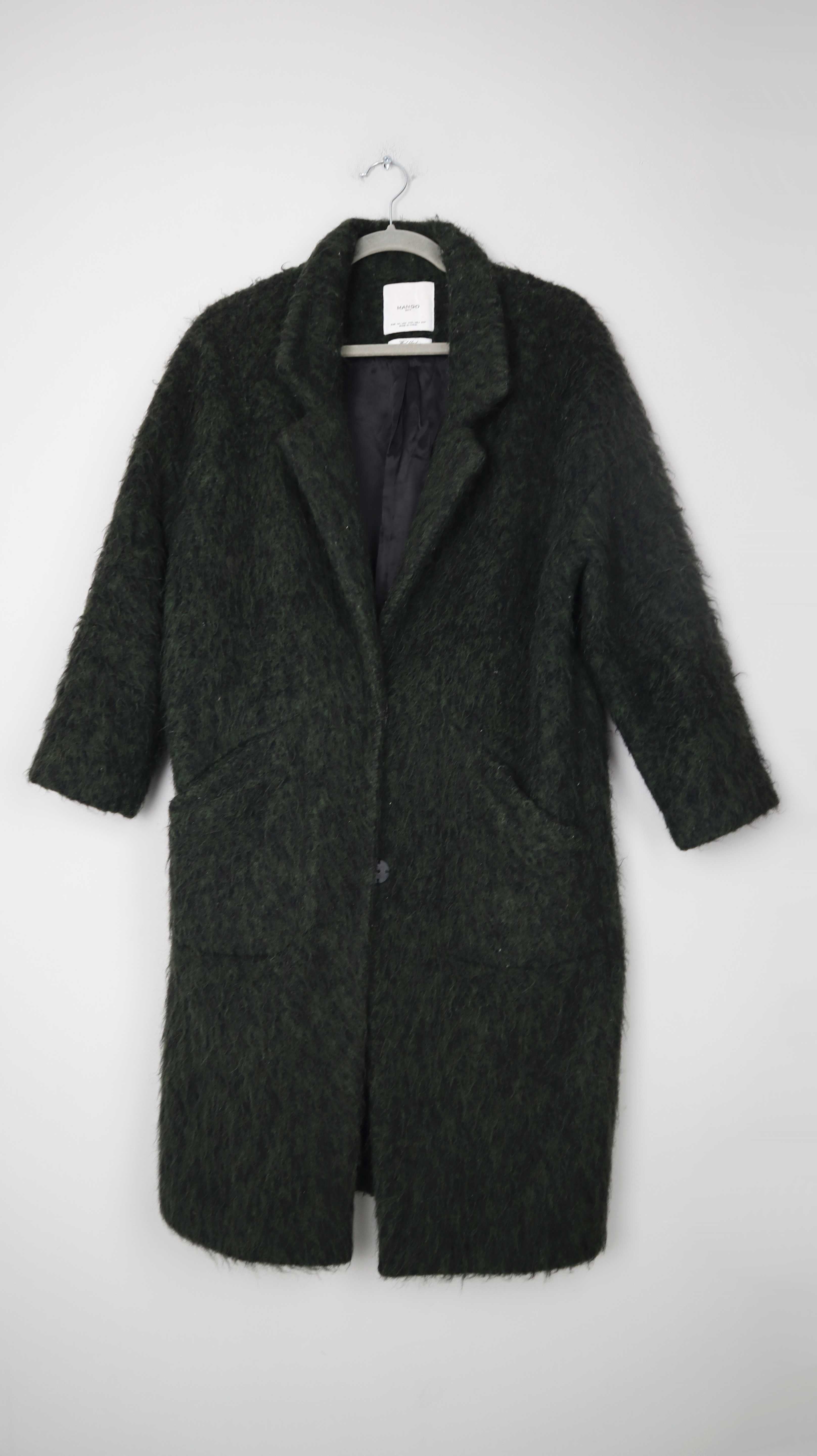 Mango Mantel Grün Wool Blend Wollmantel dunkelgrün XS