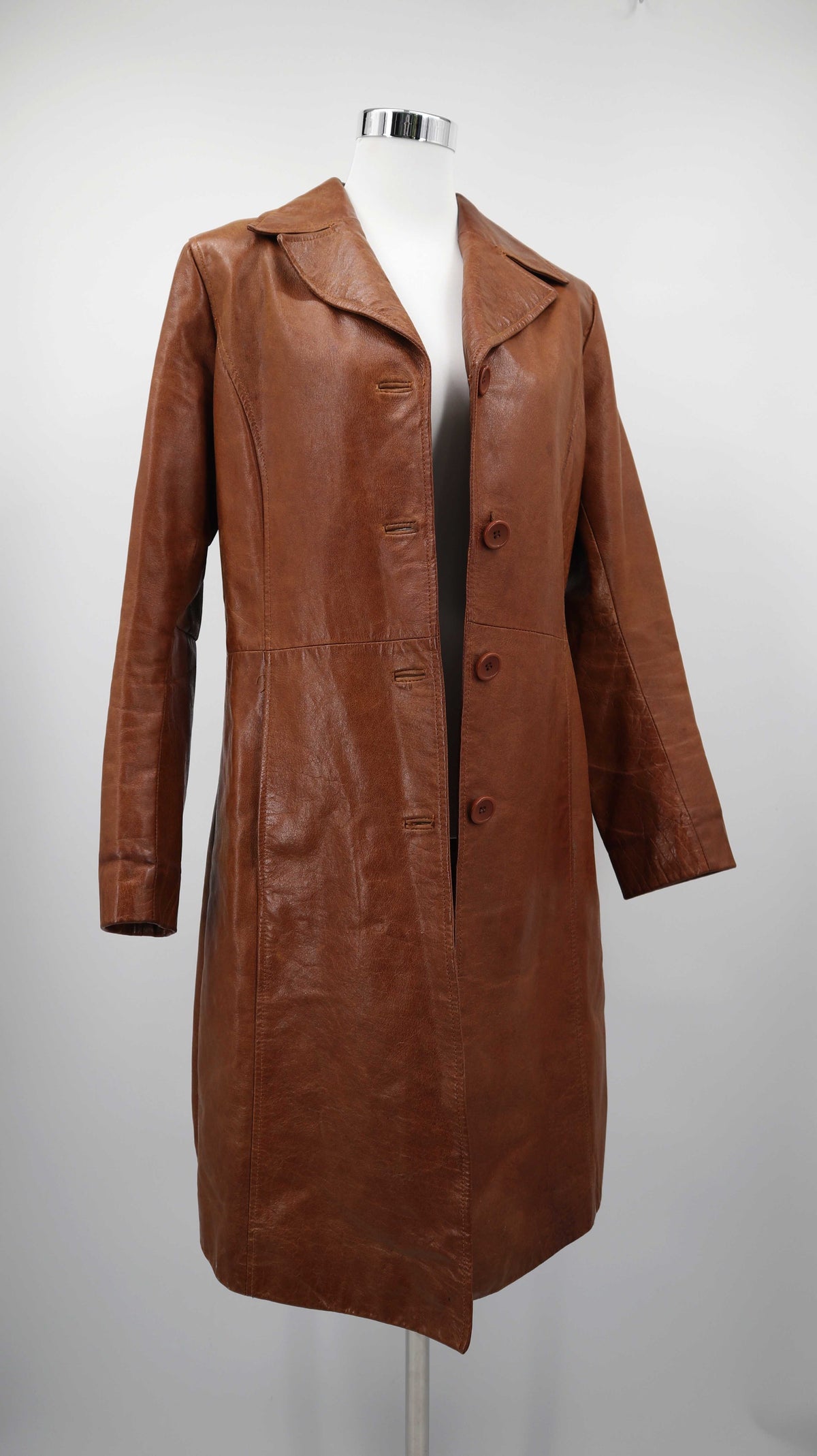 Gipsy Ledermantel Braun 38 M Mantel lang Trenchcoat