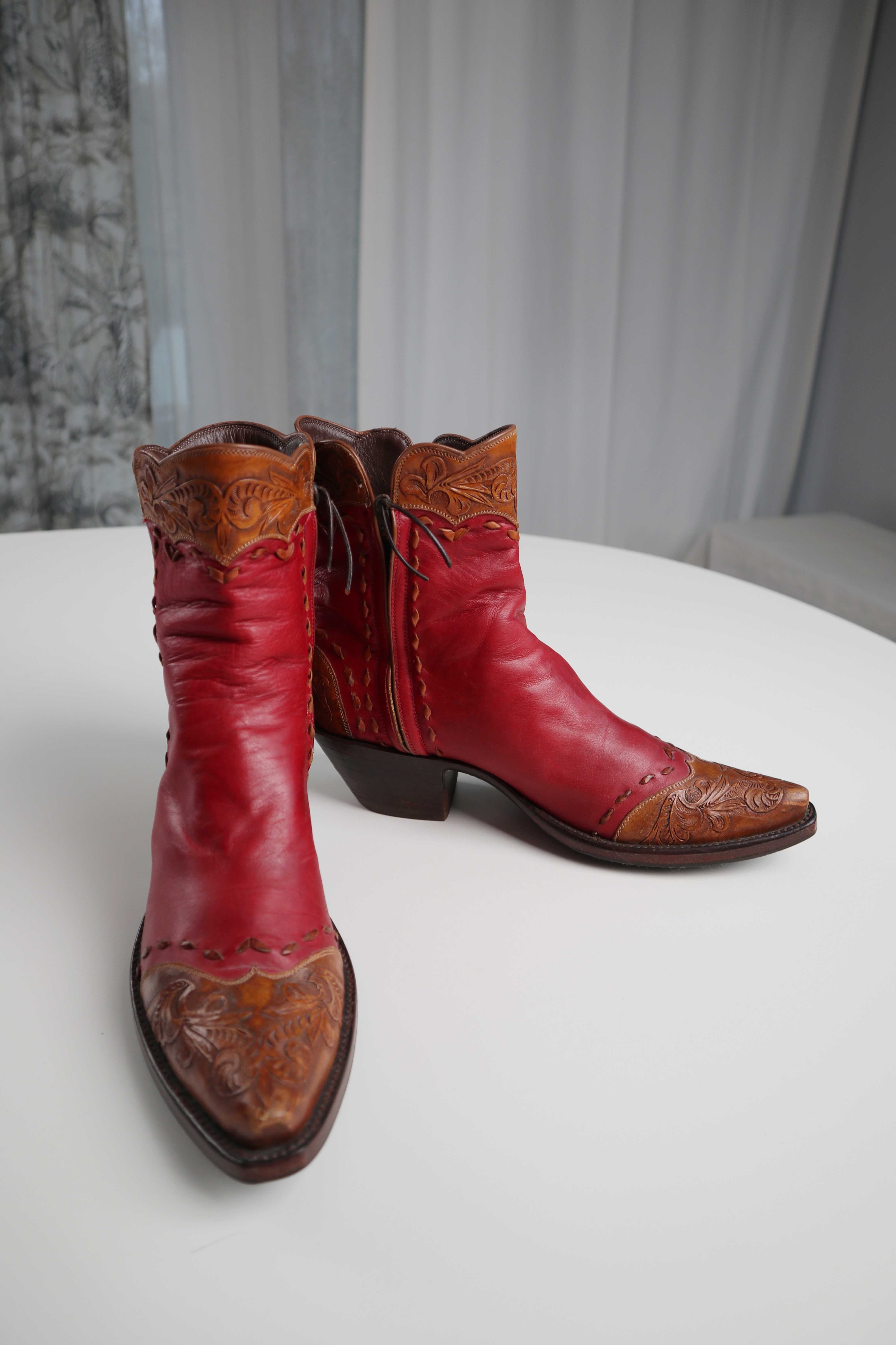 Stiefeletten Rote Cowboystiefel Vintage Stiefel Stiefeletten 37