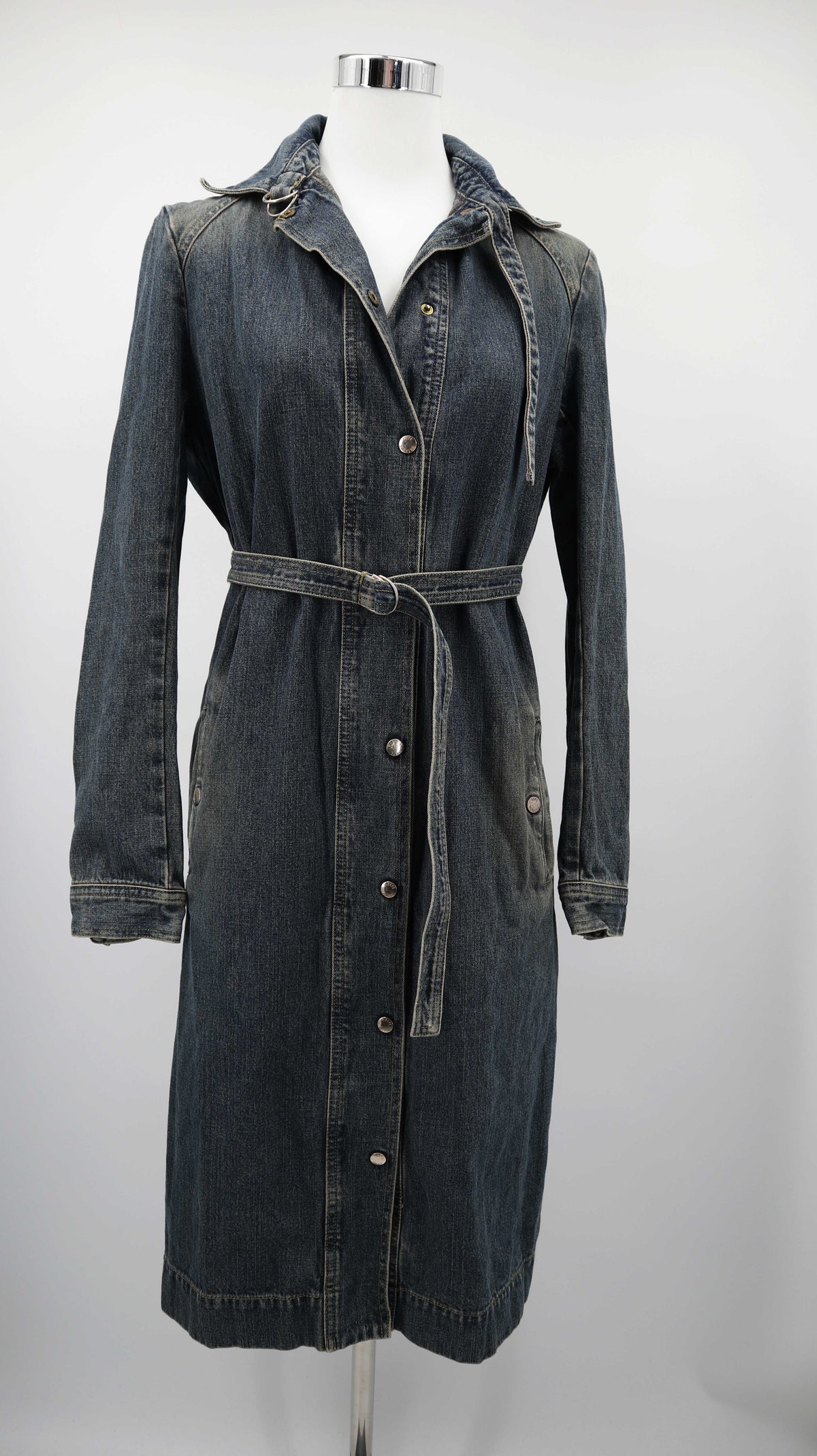Patrizia Pepe Jeanskleid Kleid Denim blau 44 Trenchcoat Mantel 38 M