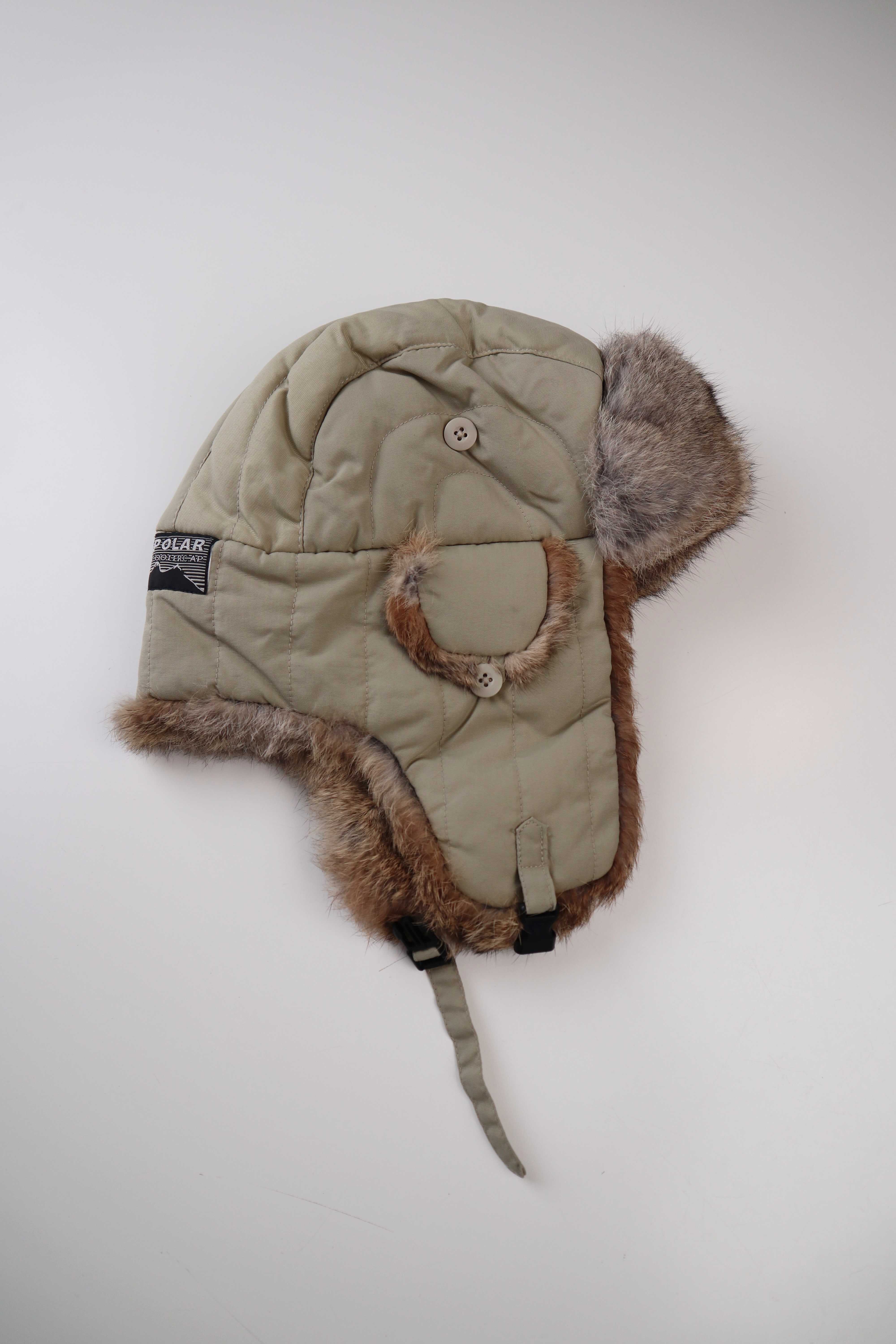 Polar Mütze Fliegermütze Beige Fellmütze Polarmütze braun Trapper