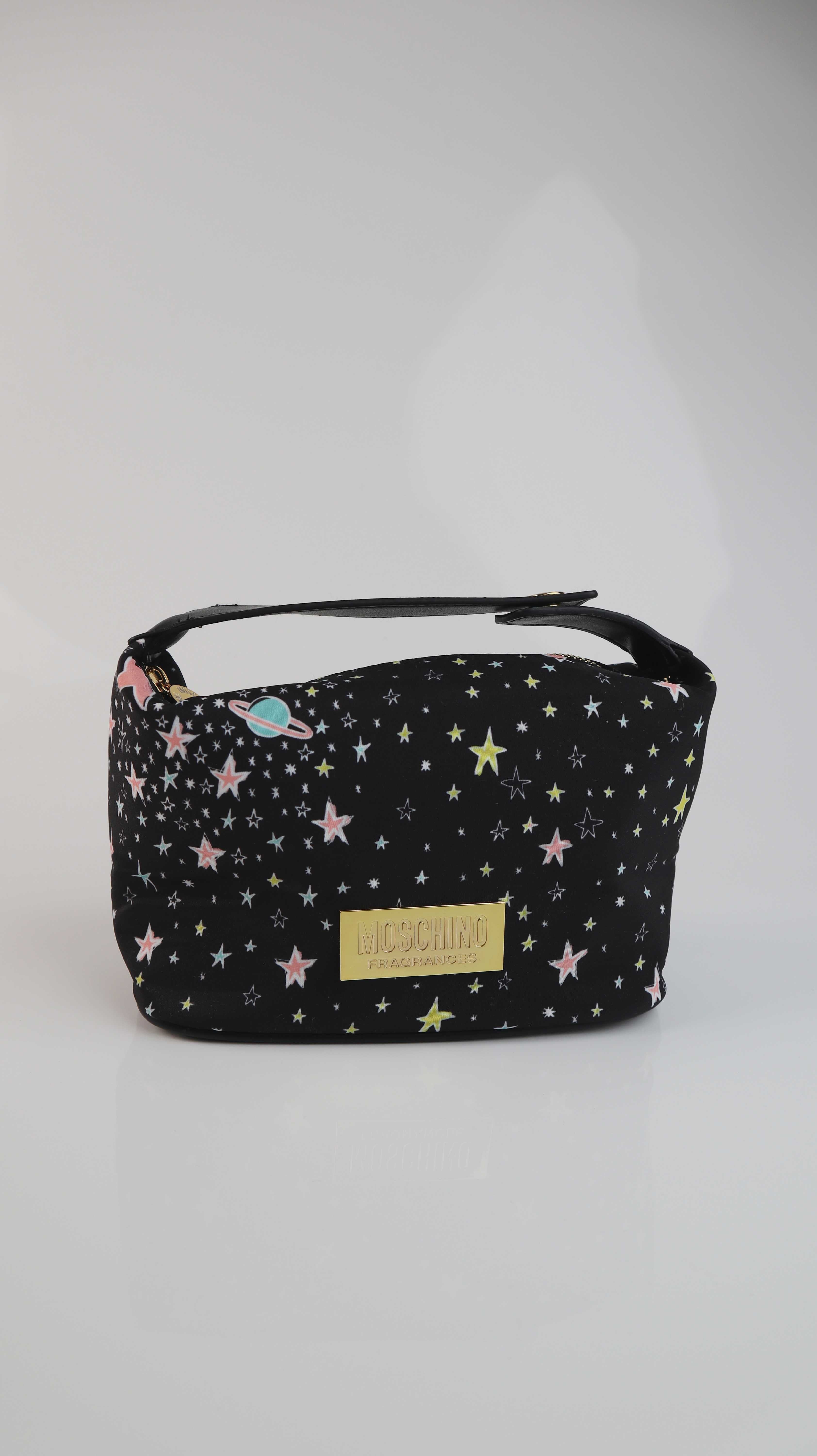 Moschino Tasche Etui Kosmetiktasche neu schwarz Sterne Waschtasche